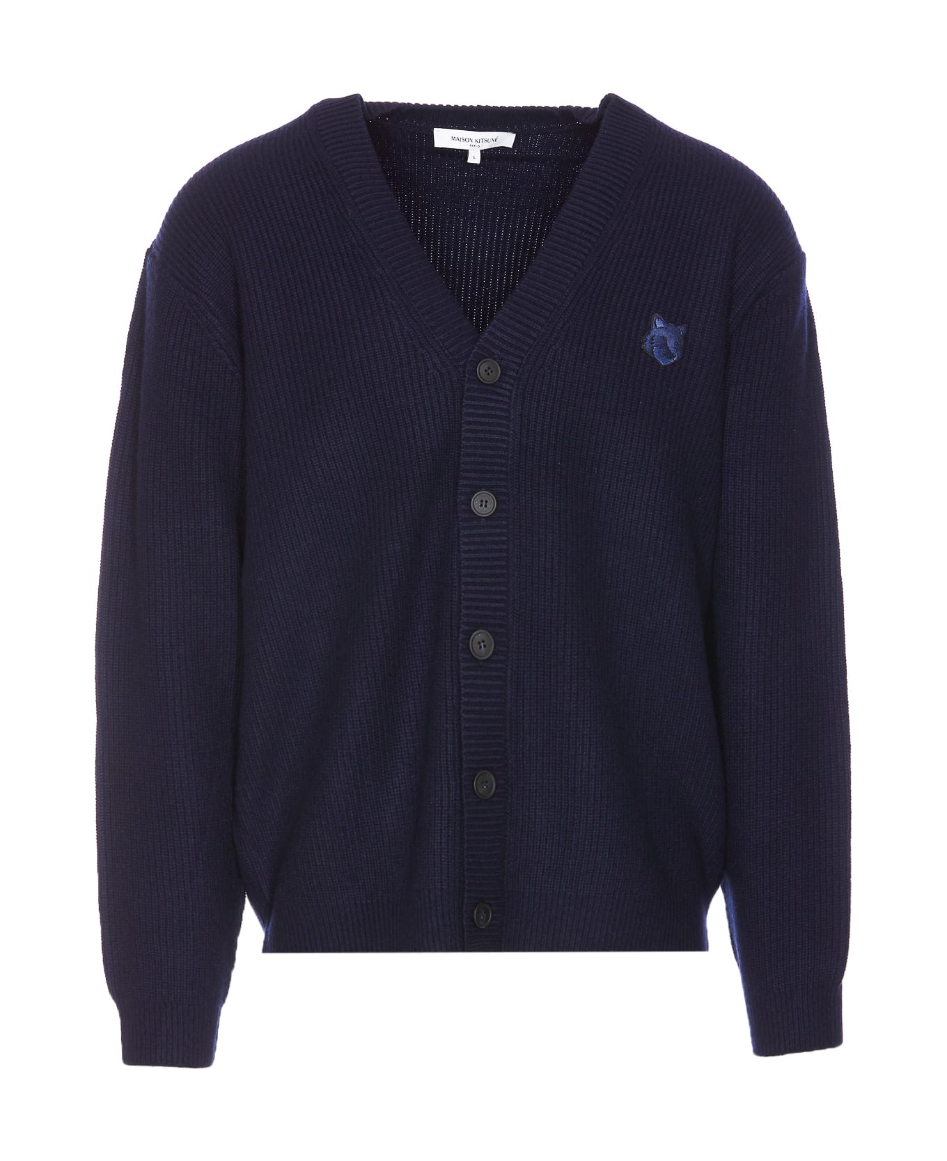 Maison Kitsuné Bold Fox Head Patch Cardigan - BLUE