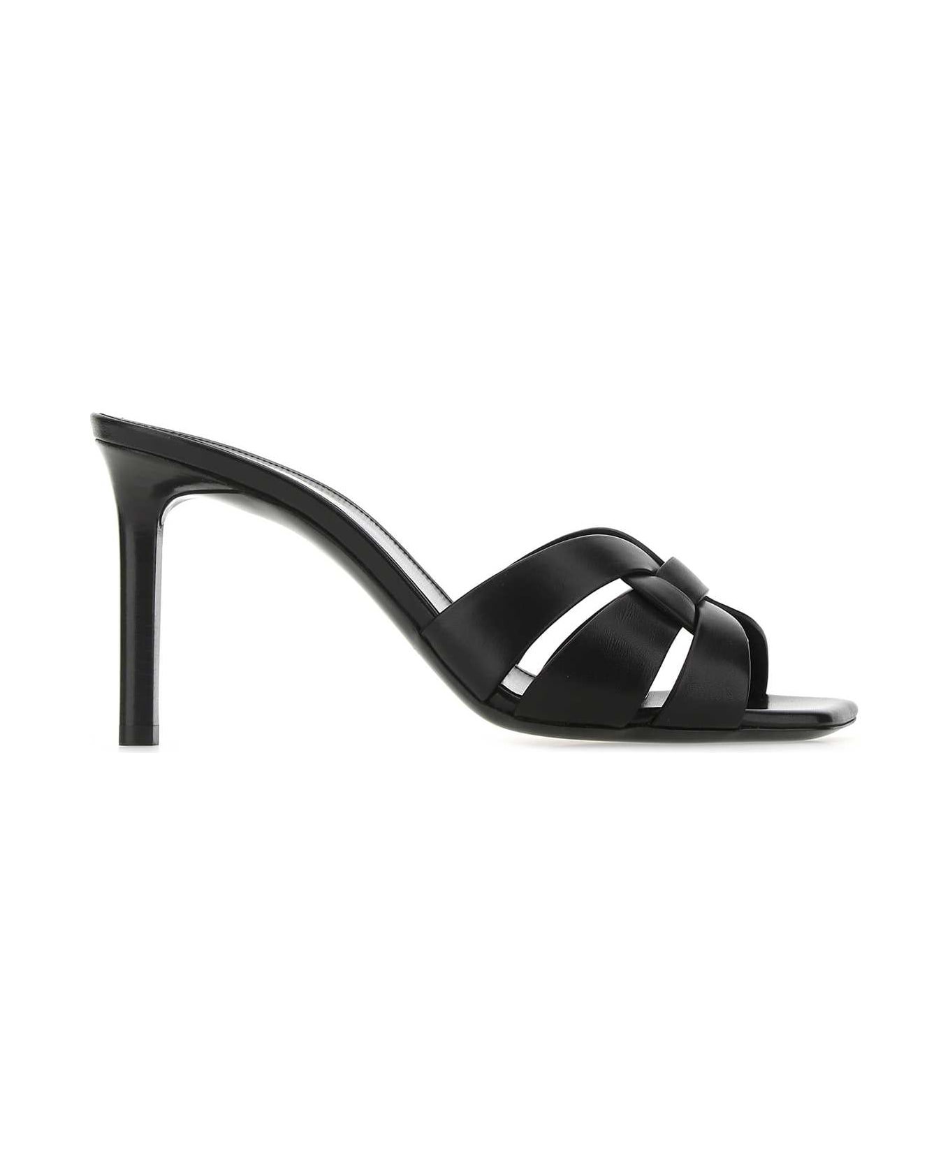Saint Laurent Black Leather Tribute 85 Mules - 1000