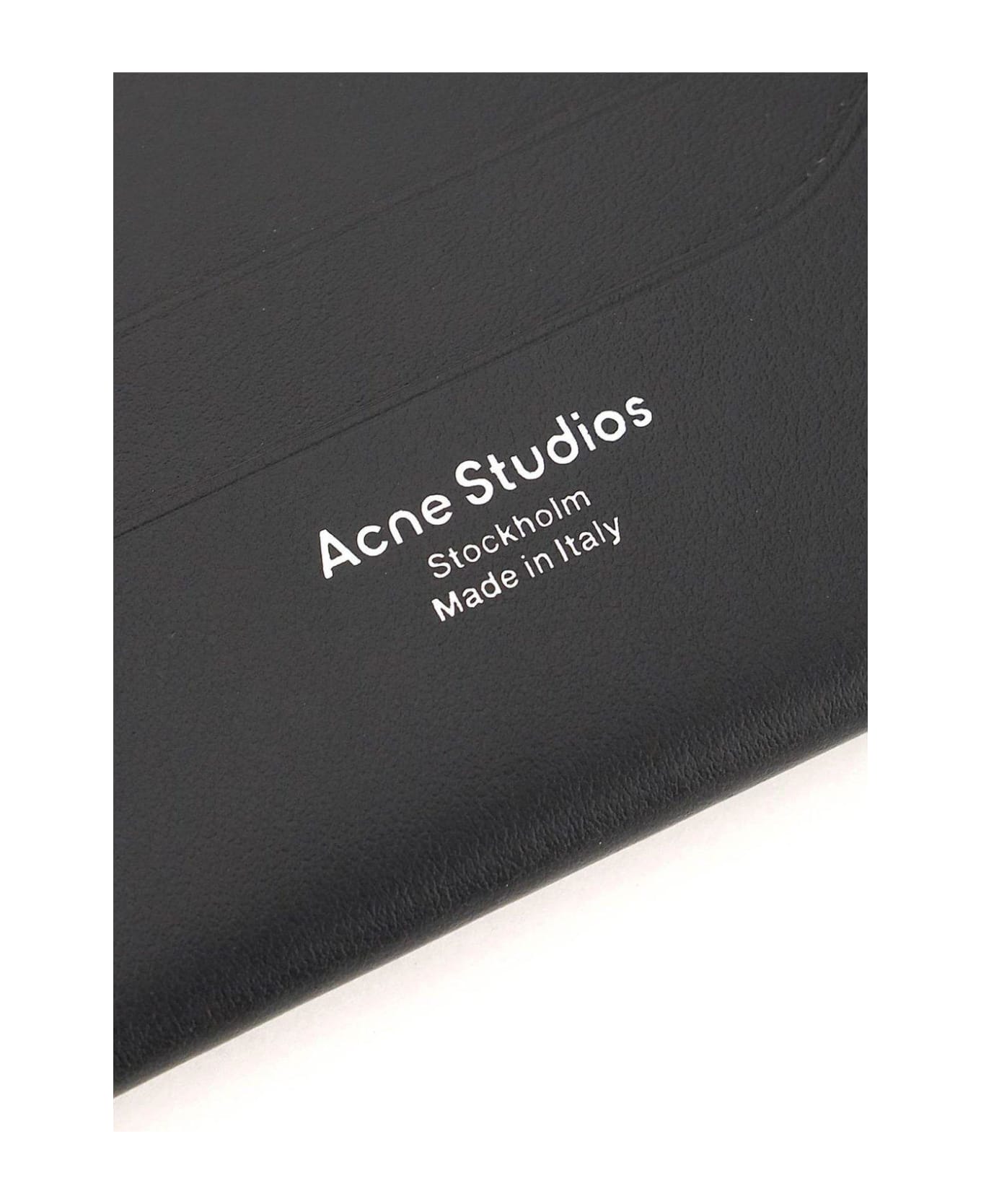 Acne Studios Logo Printed Cut-out Detailed Cardholder - Black 財布