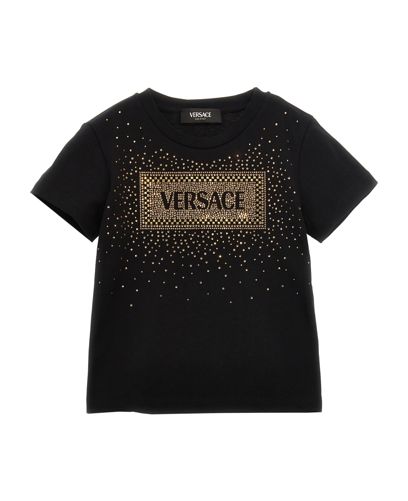 Versace Rhinestone Logo T-shirt - Black  