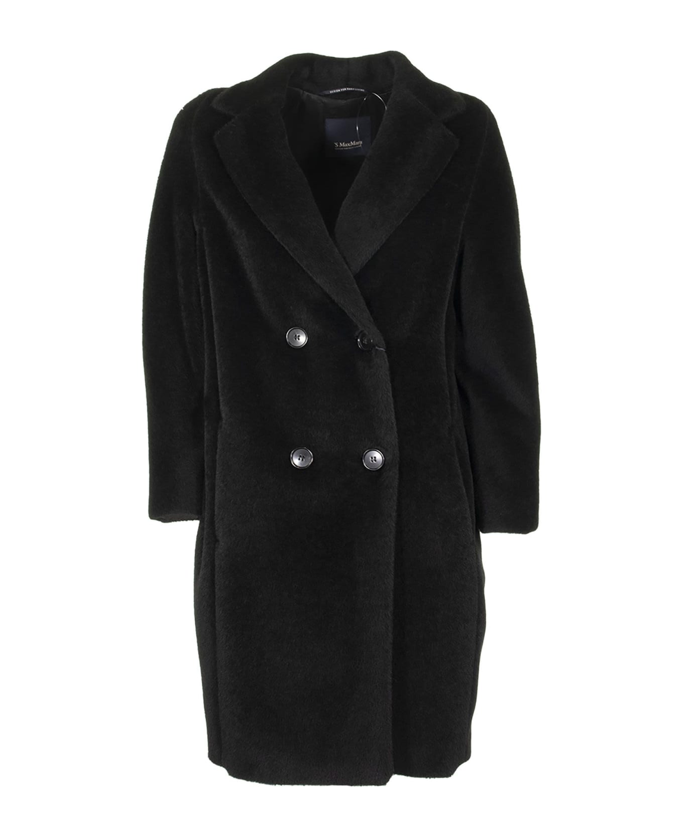 Max Mara Coat In Alpaca Blend - Black