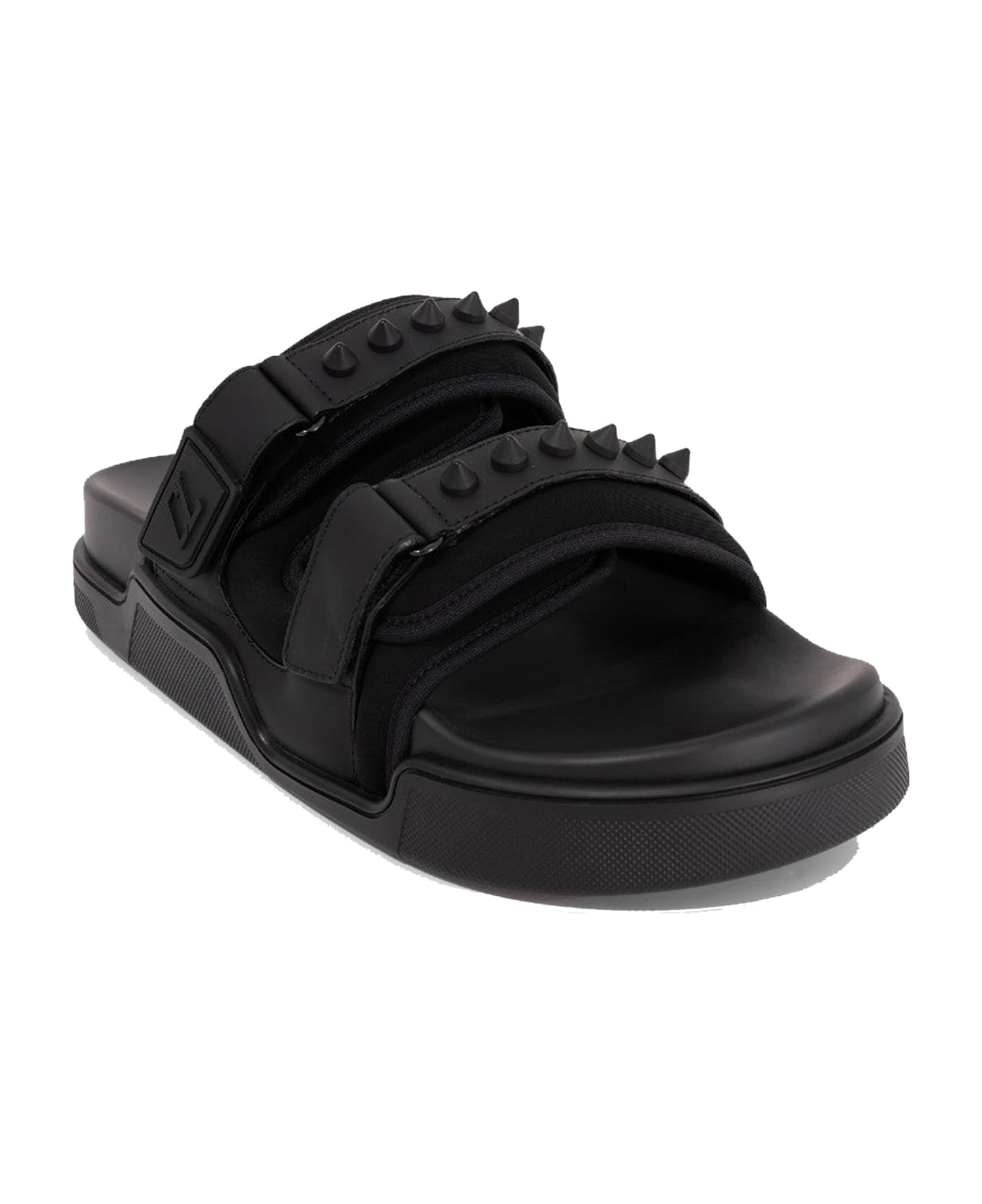 Christian Louboutin Leather Velcro Sandals - Black