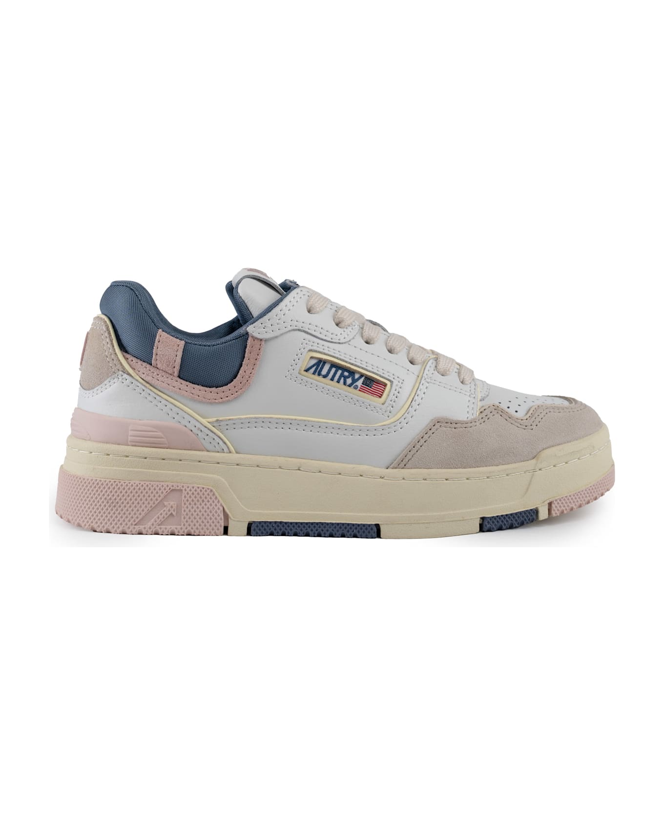 Autry Clc Sneakers In Leather And Suede - Multisue/col wht/peachwip