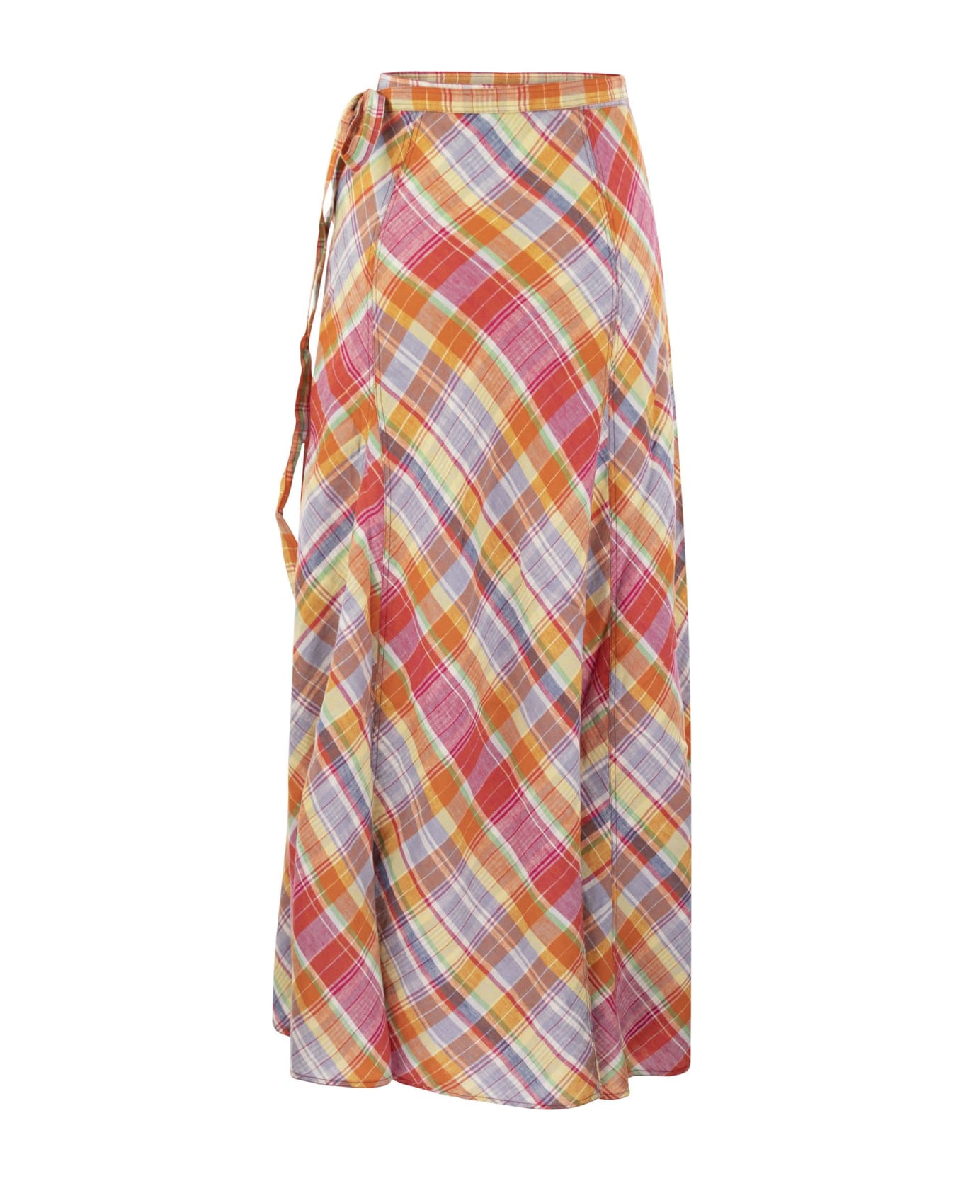 Polo Ralph Lauren Plaid Wrap-around Skirt - Orange