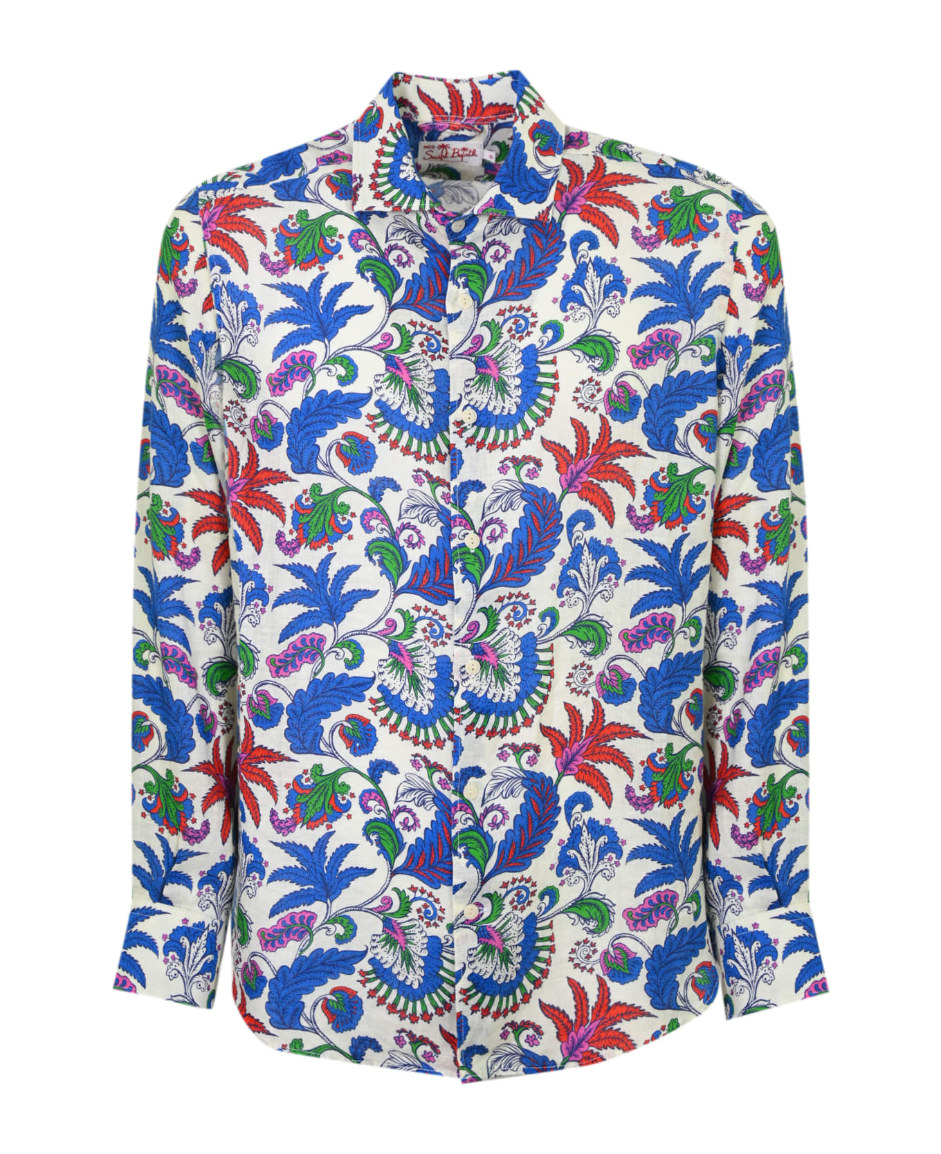 MC2 Saint Barth Pamplona Linen Shirt With Floral Print - Bianco/blu