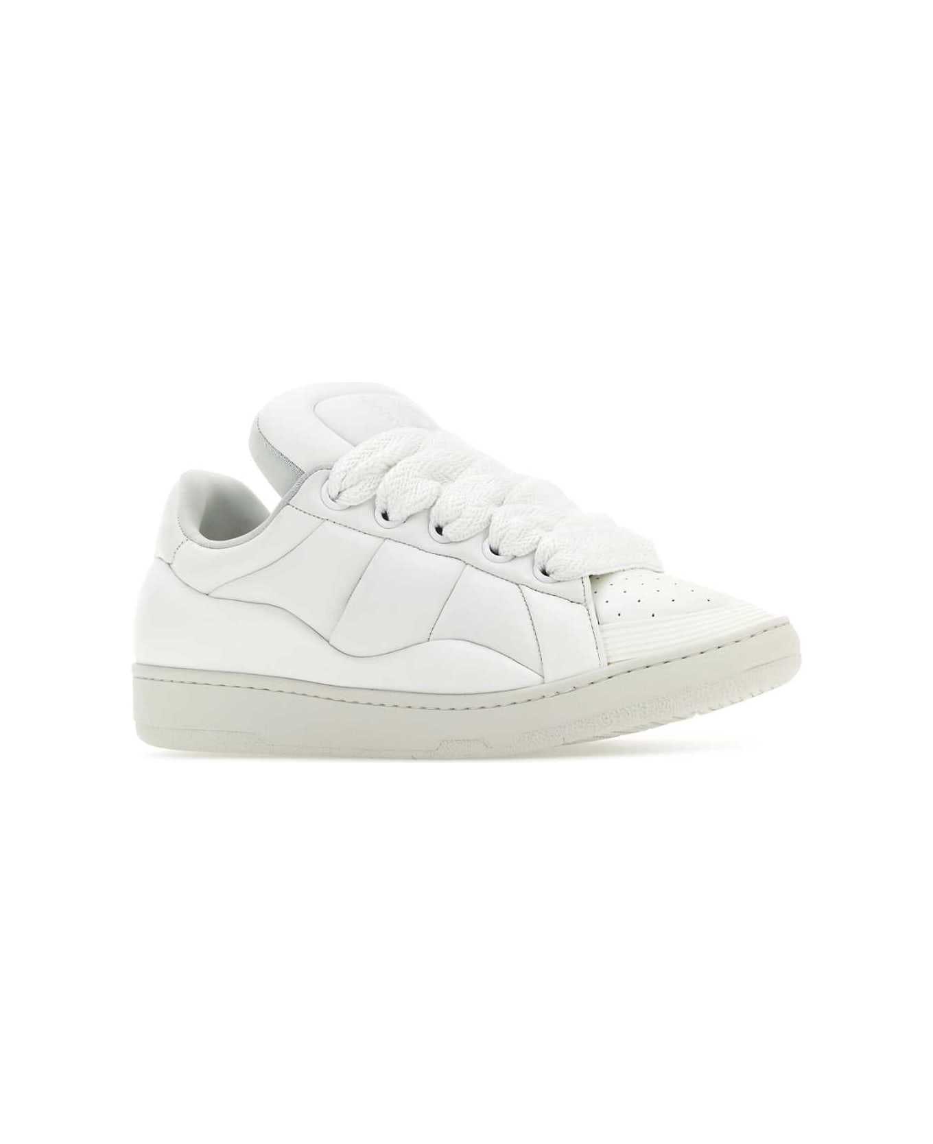 Lanvin White Nappa Leather Curb Xl Sneakers - WHITEWHITE