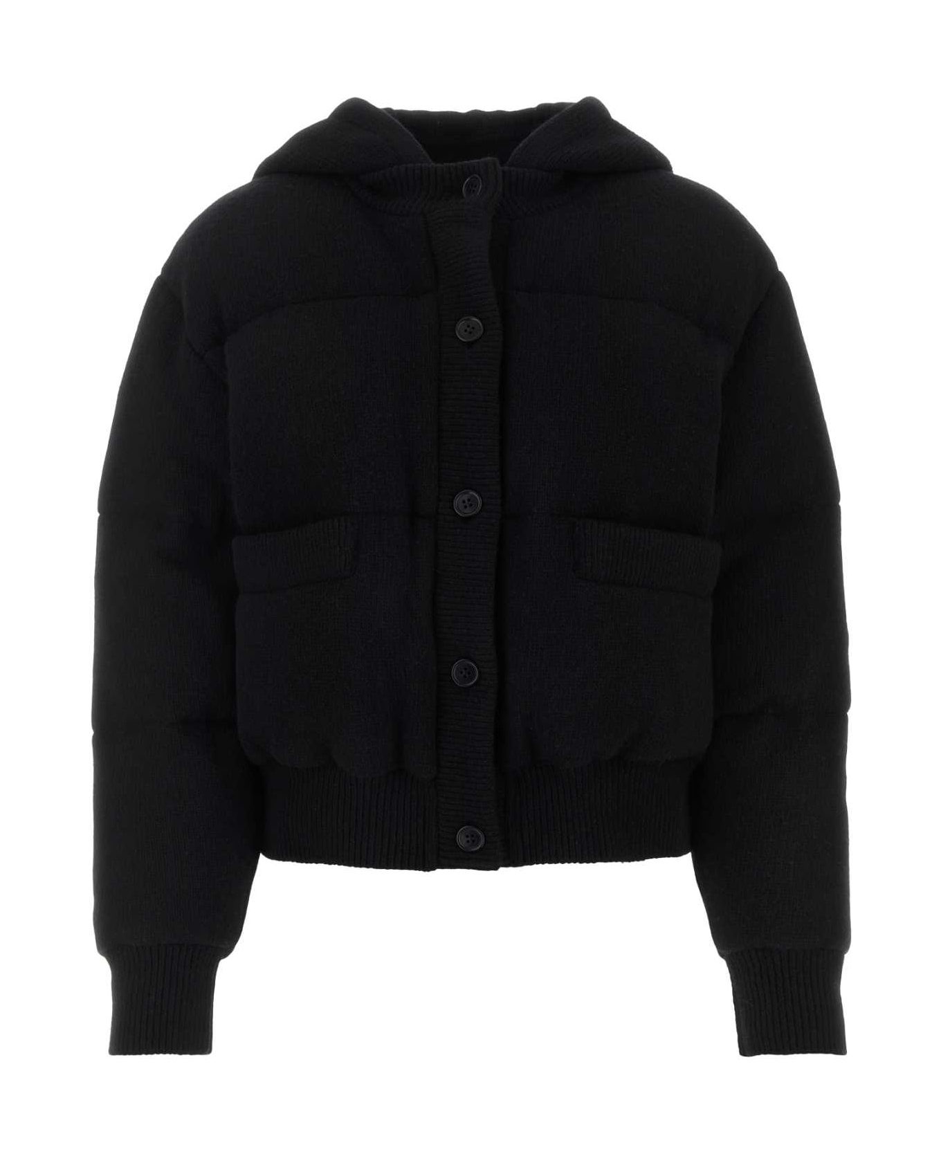 Prada Black Stretch Wool Blend Padded Jacket - NERO