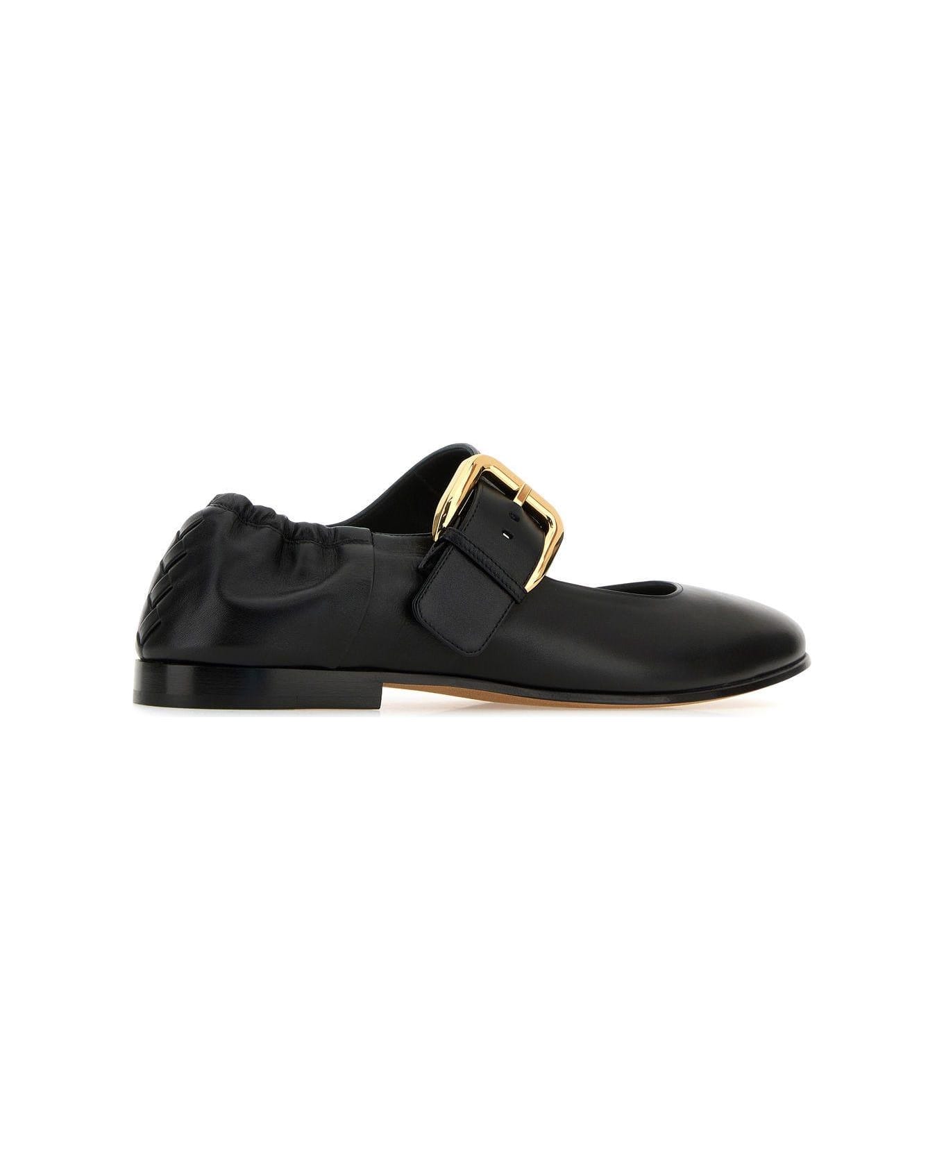 Bottega Veneta Black Leather Mary Jane Astaire Ballerinas - Black