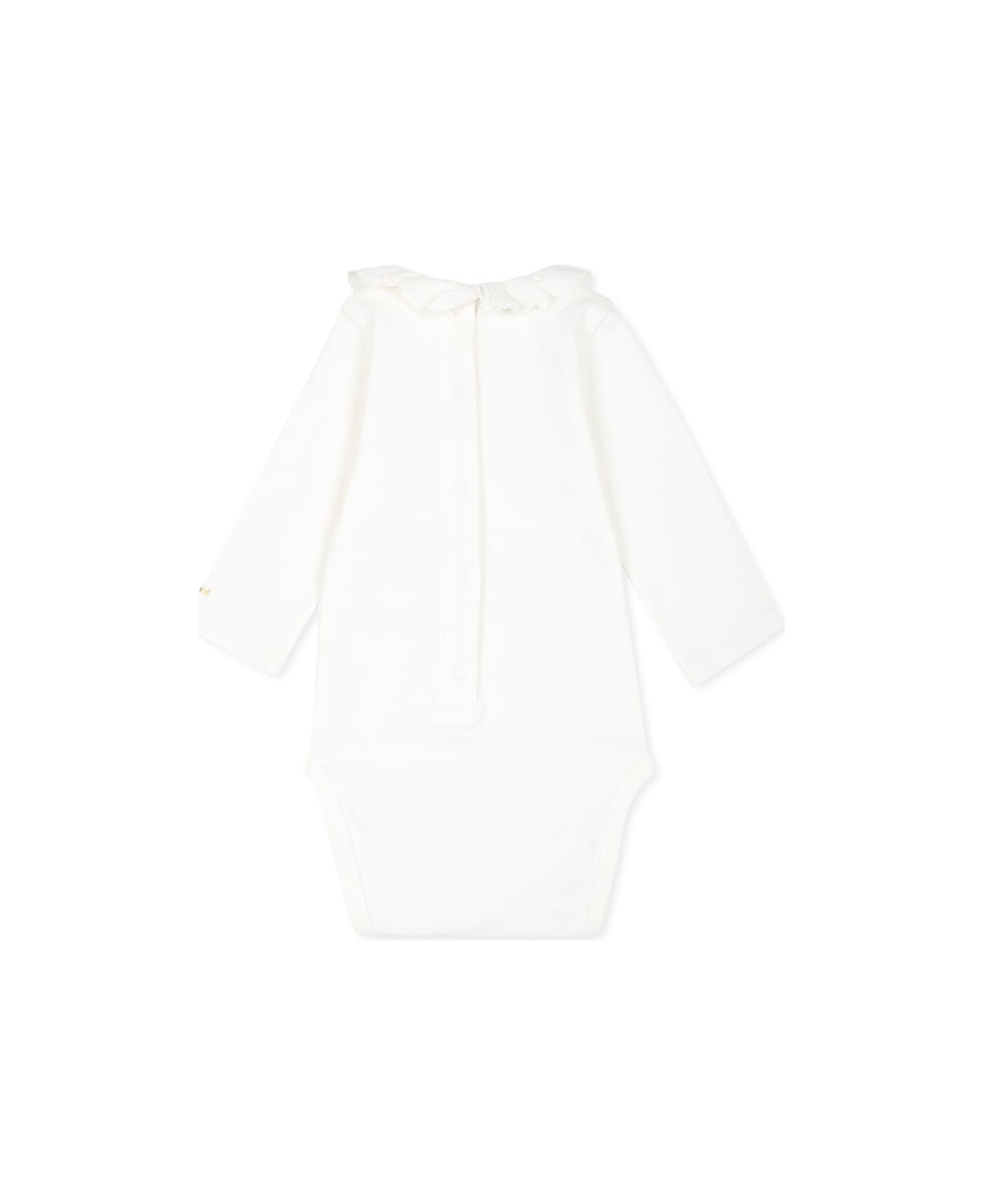 Chloé White Suit For Baby Girl With Logo - Ivory