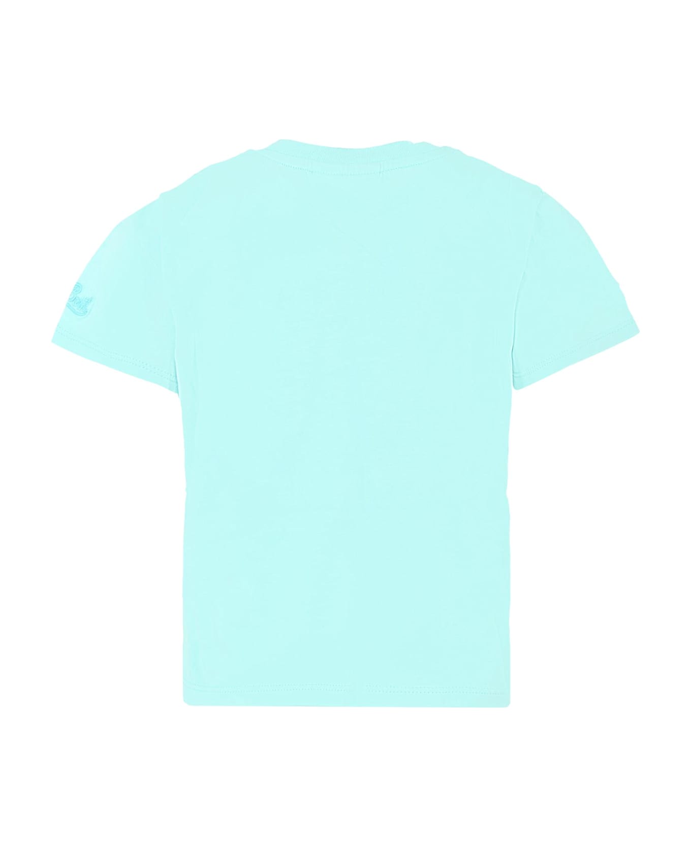 MC2 Saint Barth Light Blue T-shit For Girl With Cat - Light Blue