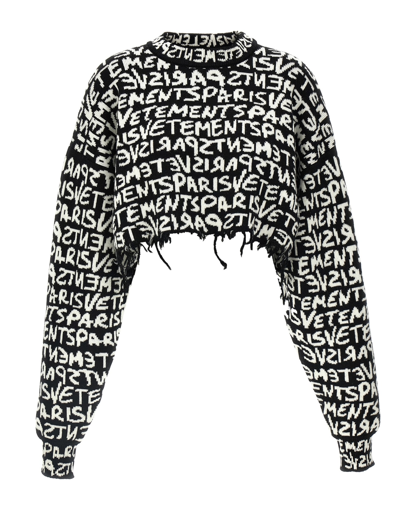 VETEMENTS 'vetements Paris Monogram' Cropped Sweater - White/Black