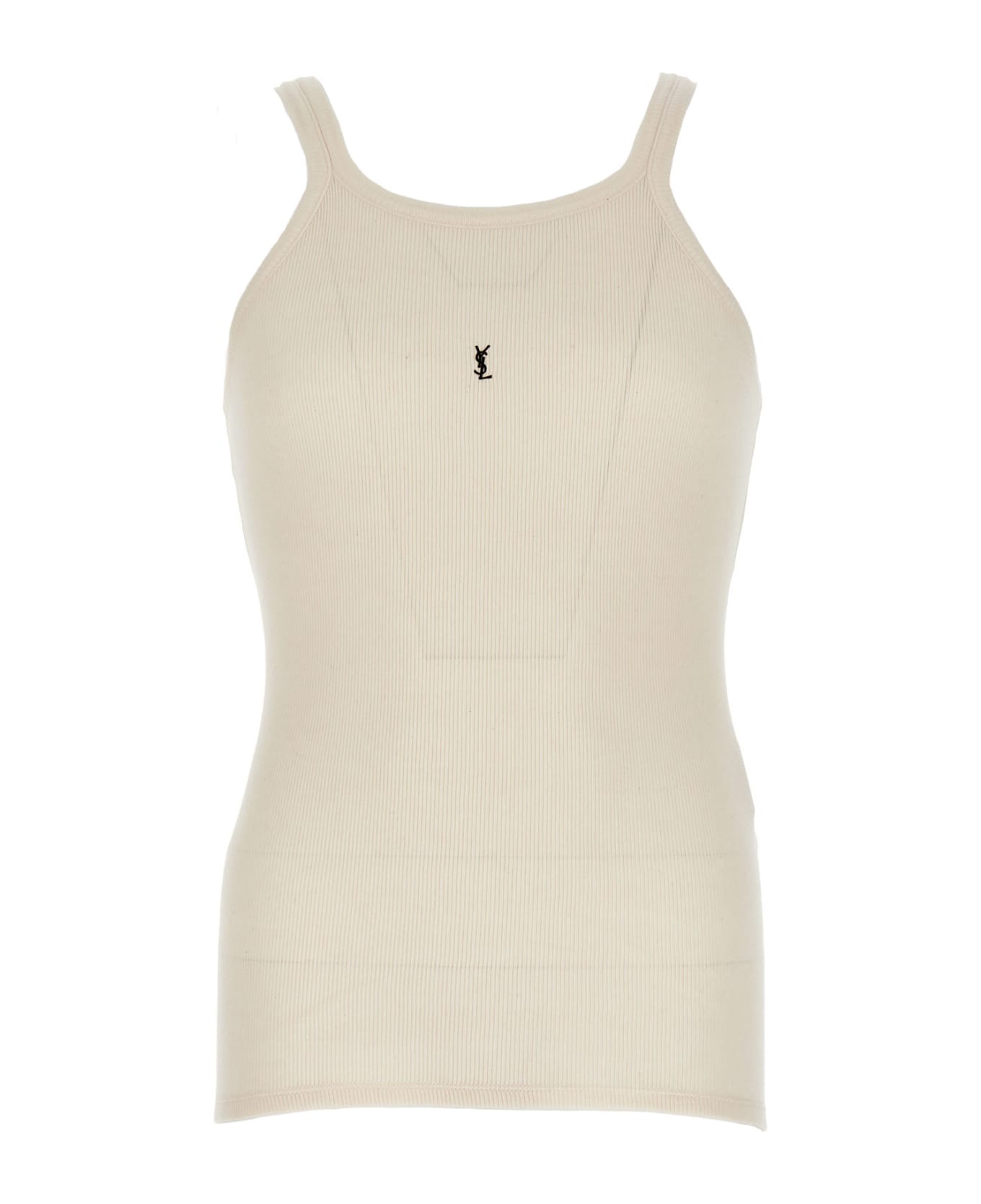 Saint Laurent Cassandre Semi-transparent Cotton Tank Top - White タンクトップ