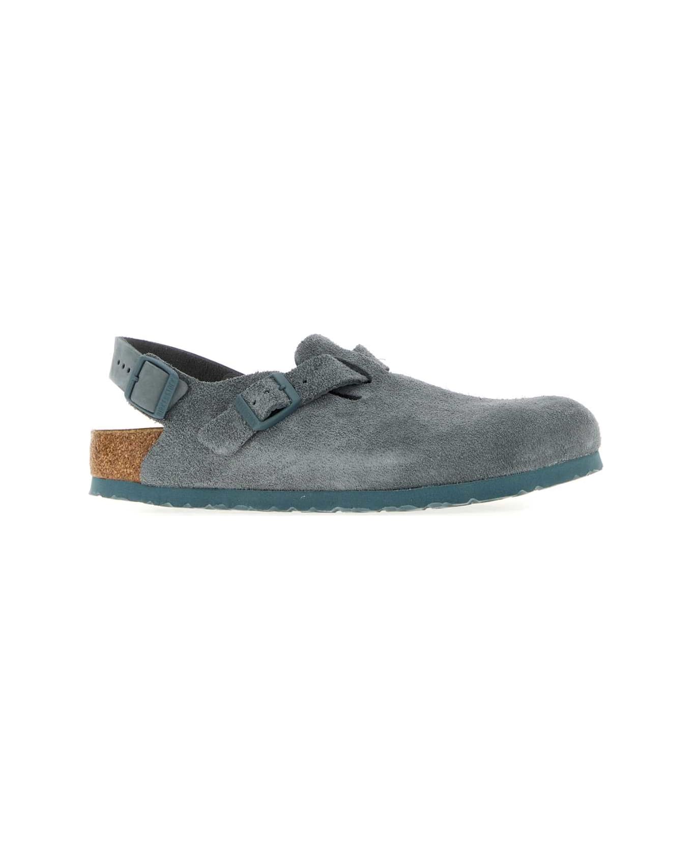 Birkenstock Powder Blue Suede Tokyo Slippers - BASALT GREY