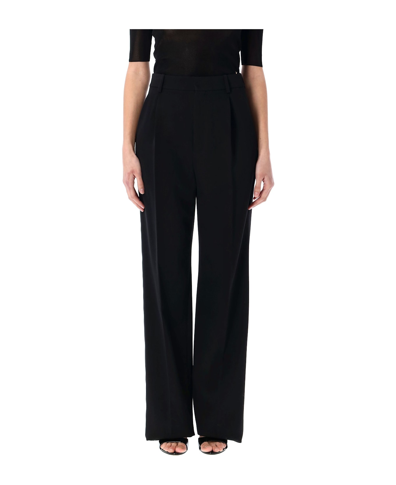 Saint Laurent Grain De Poudre Tuxedo Pants - BLACK
