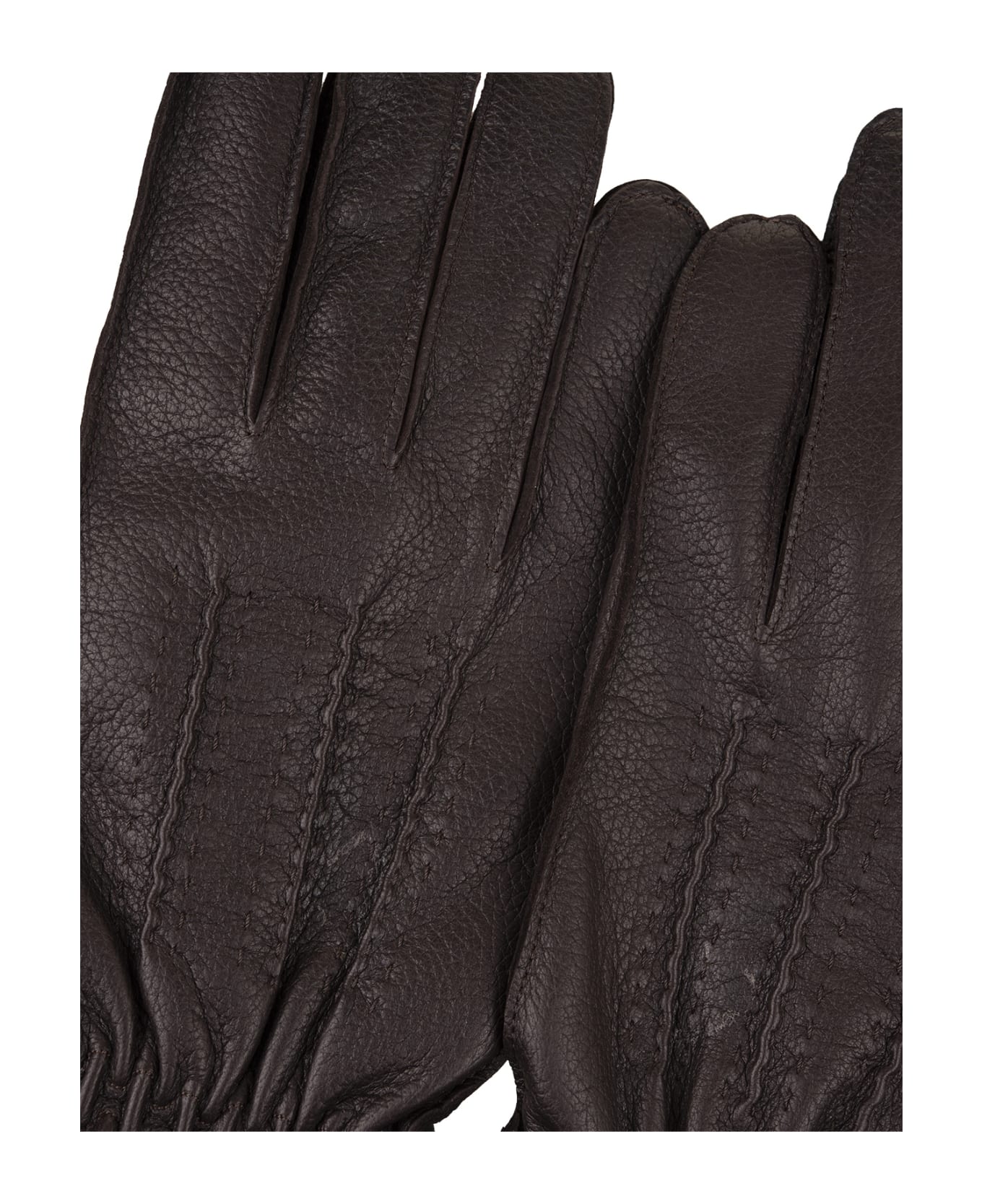 Orciani Drummed Gloves In Dark Brown Leather - Brown