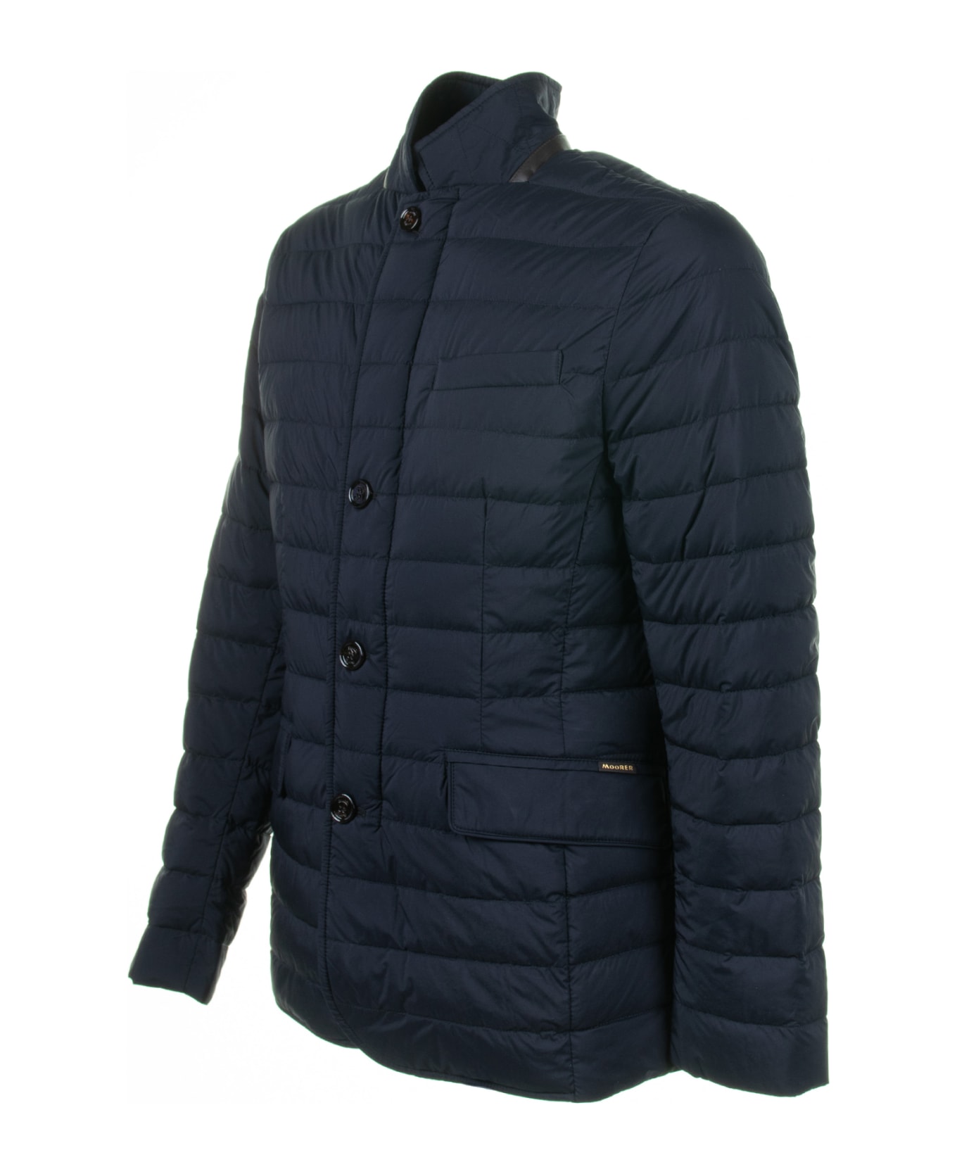 Moorer Blue Quilted Down Jacket With Buttons - DARK BLU ダウンジャケット