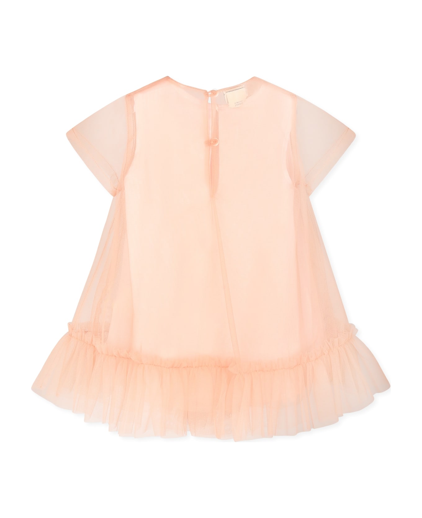 Fendi Pink Dress For Baby Girl With Logo - Pink