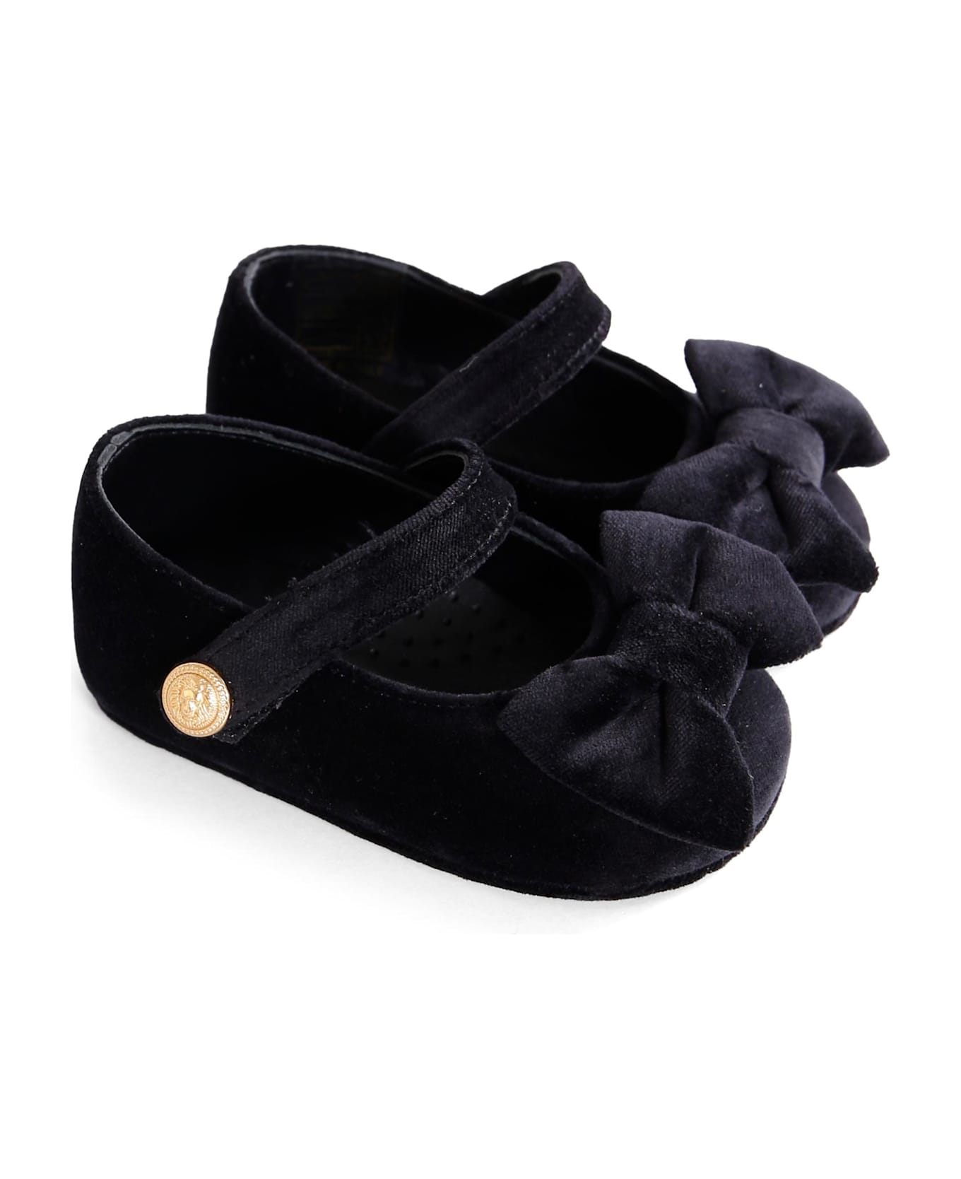 Balmain Black Ballet Flats For Baby Girl With Bow - Black