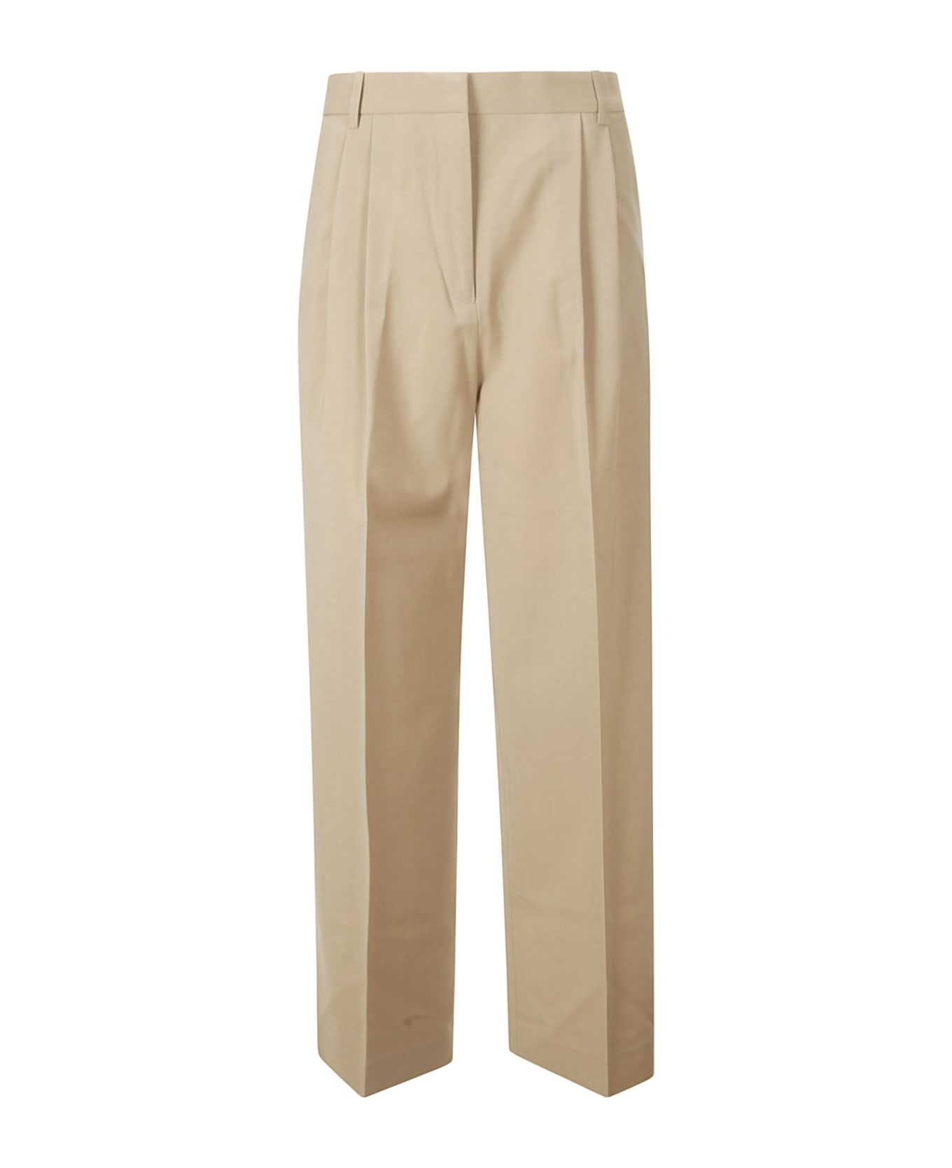 Róhe Wide Leg Pleated Trousers - FAWN