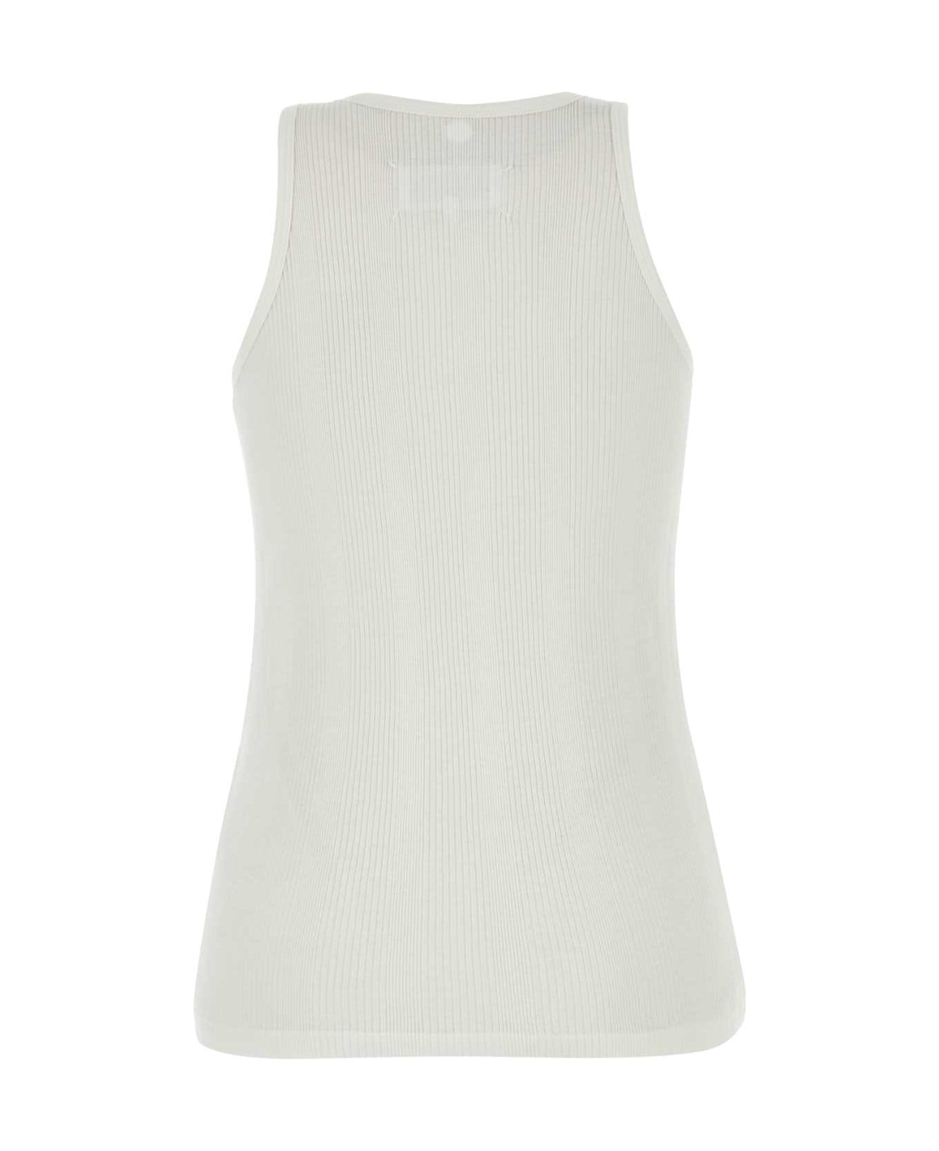 Maison Margiela White Cotton Blend Tank Top - OFFWHITE