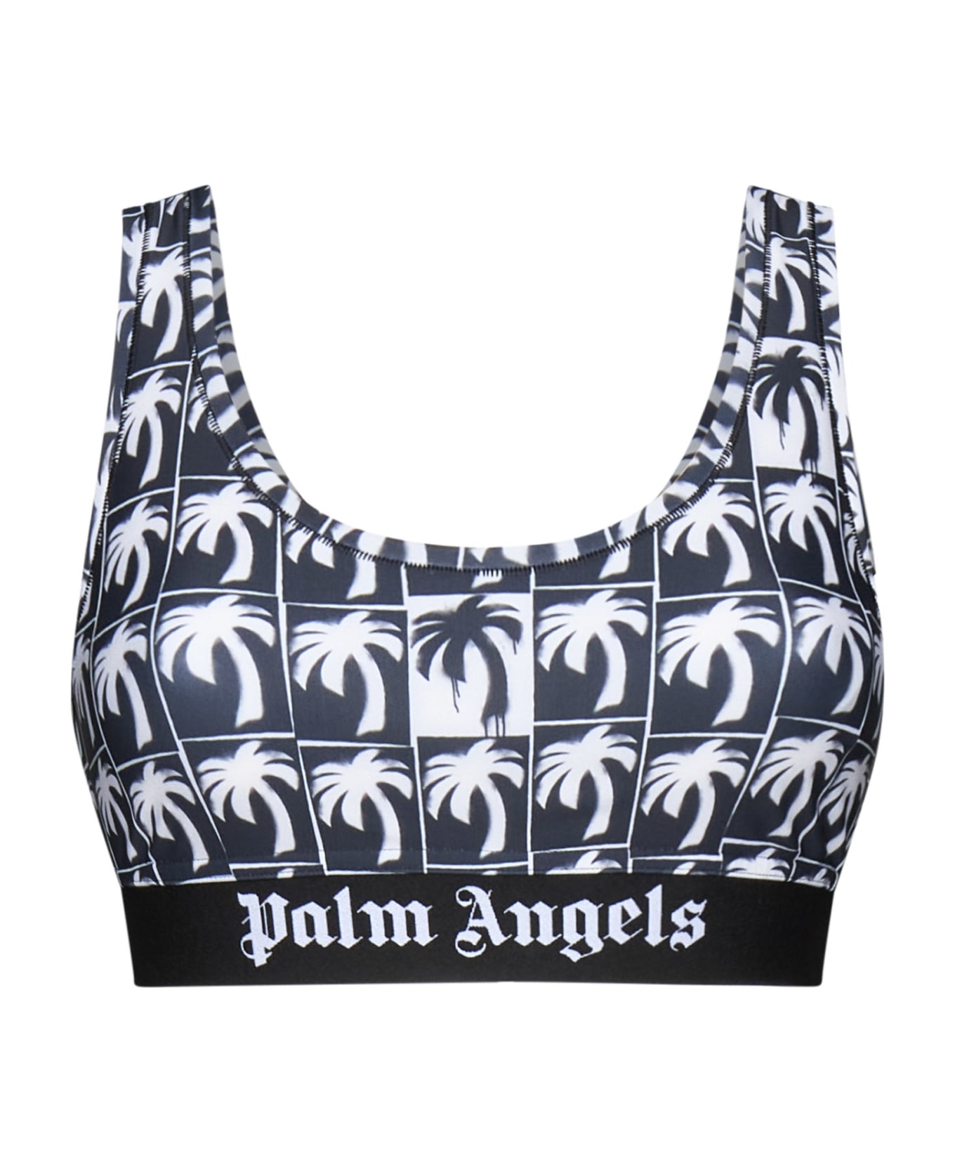 Palm Angels Palms Logo Bra Top - Black white トップス