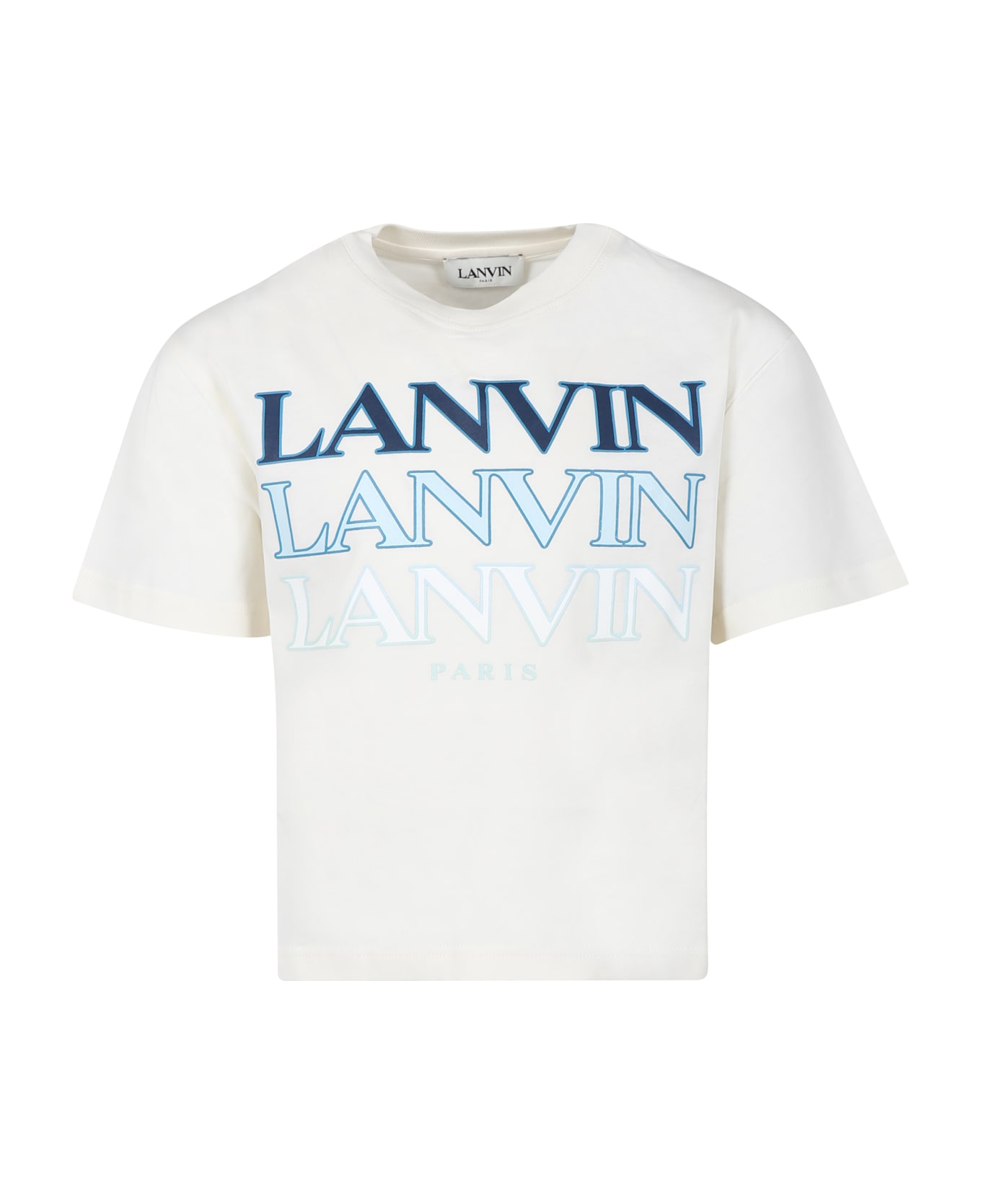 Lanvin Ivory T-shirt For Boy With Logo - Bianco