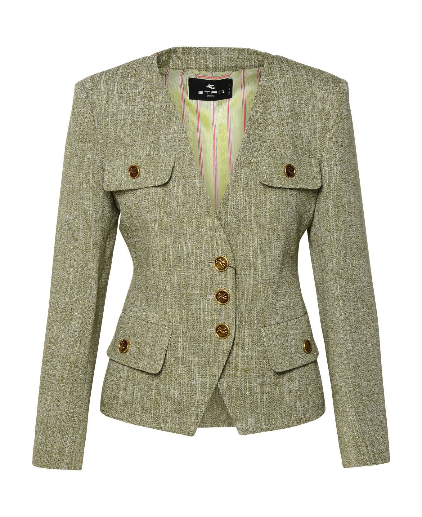 Etro V-neck Single-breasted Jacket - GRIGIO VERDE (Green)