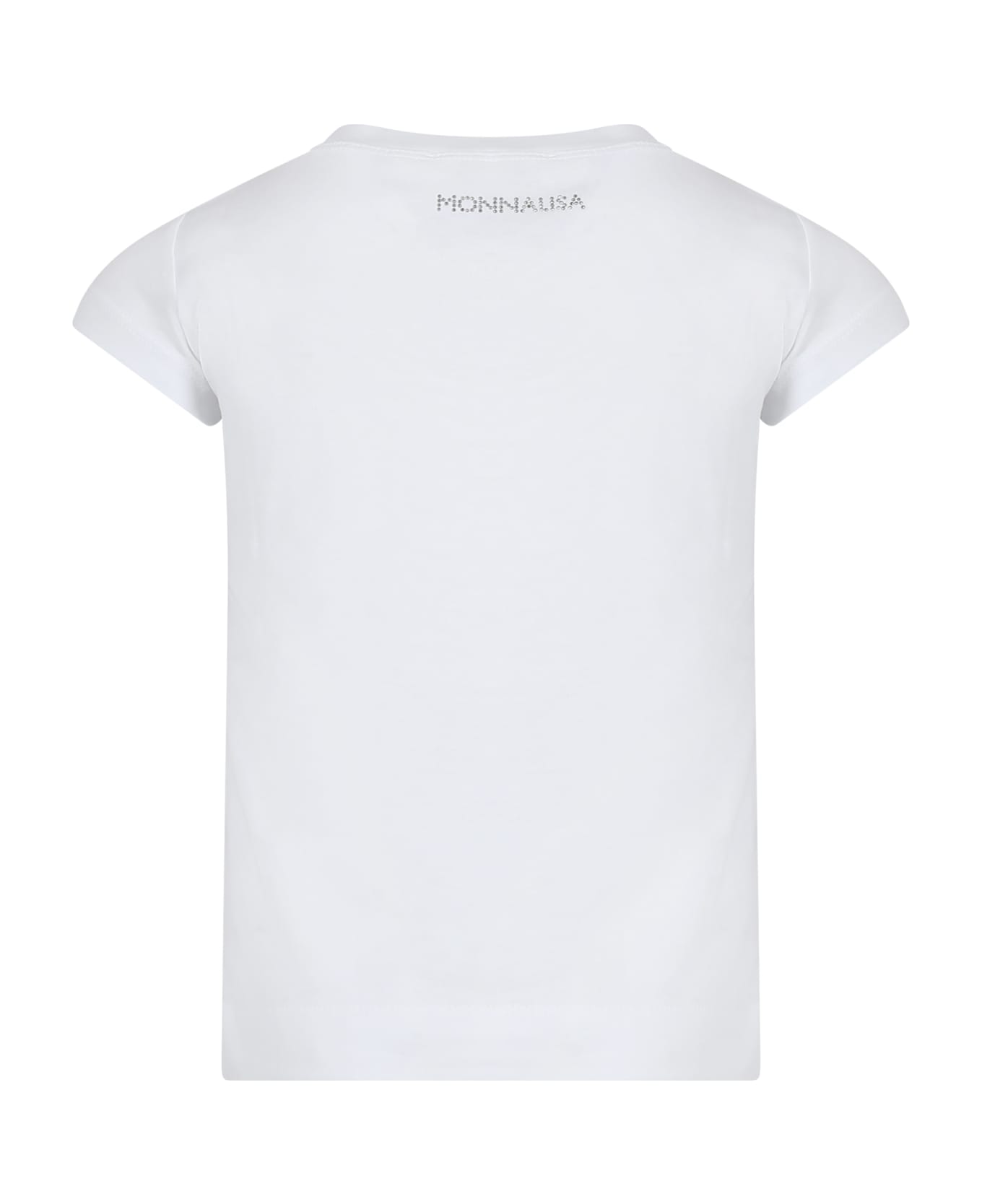 Monnalisa White T-shirt For Girl With Minnie - White