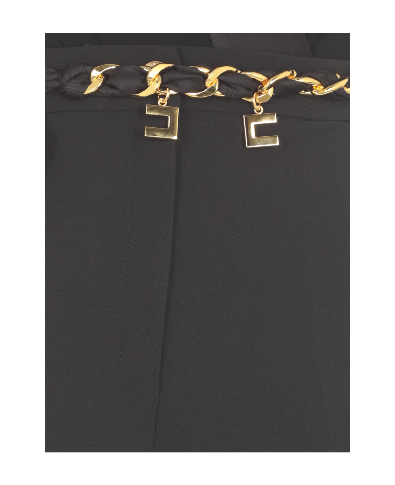 Elisabetta Franchi Black Trousers With Bow - Black
