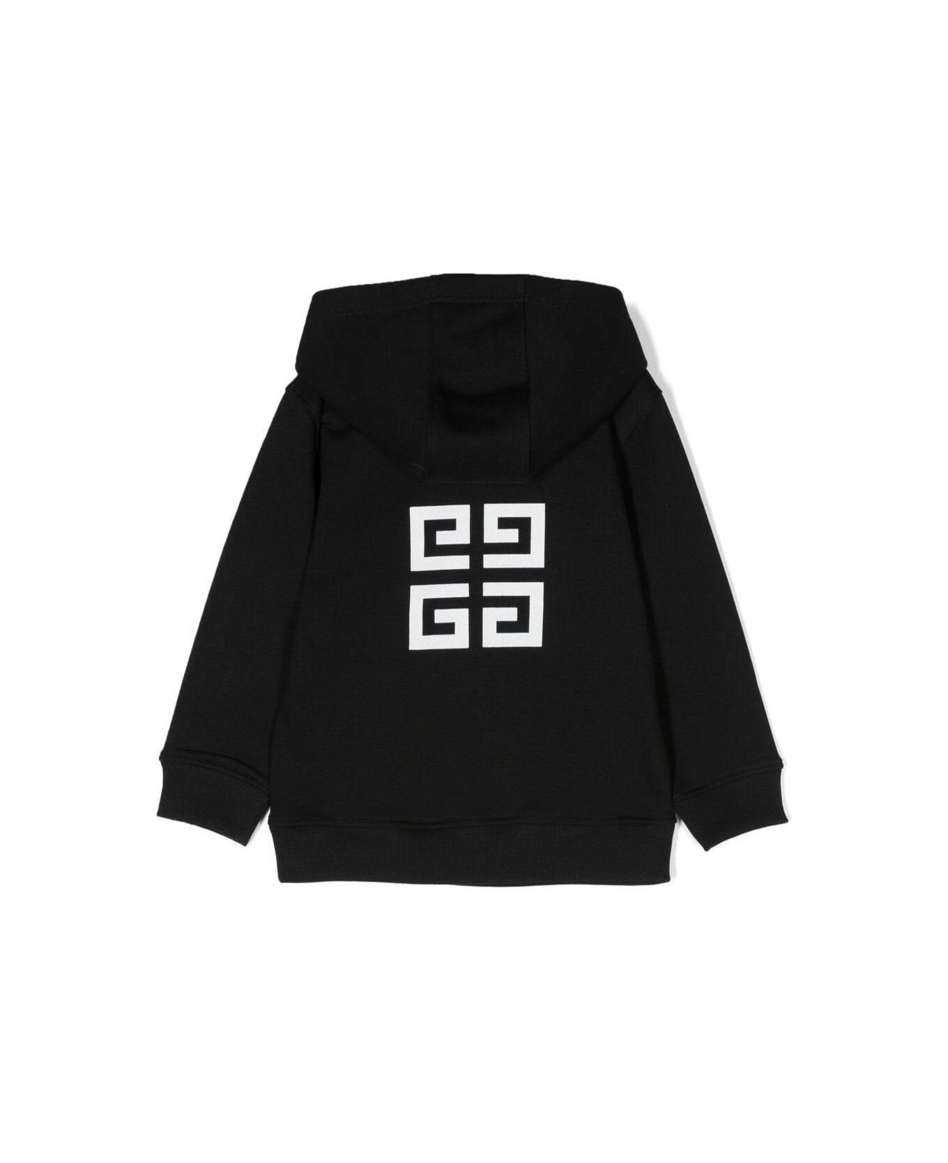 Givenchy Black Hooded Sweatshirt With Printed Logo In Cotton Blend Boy - Black