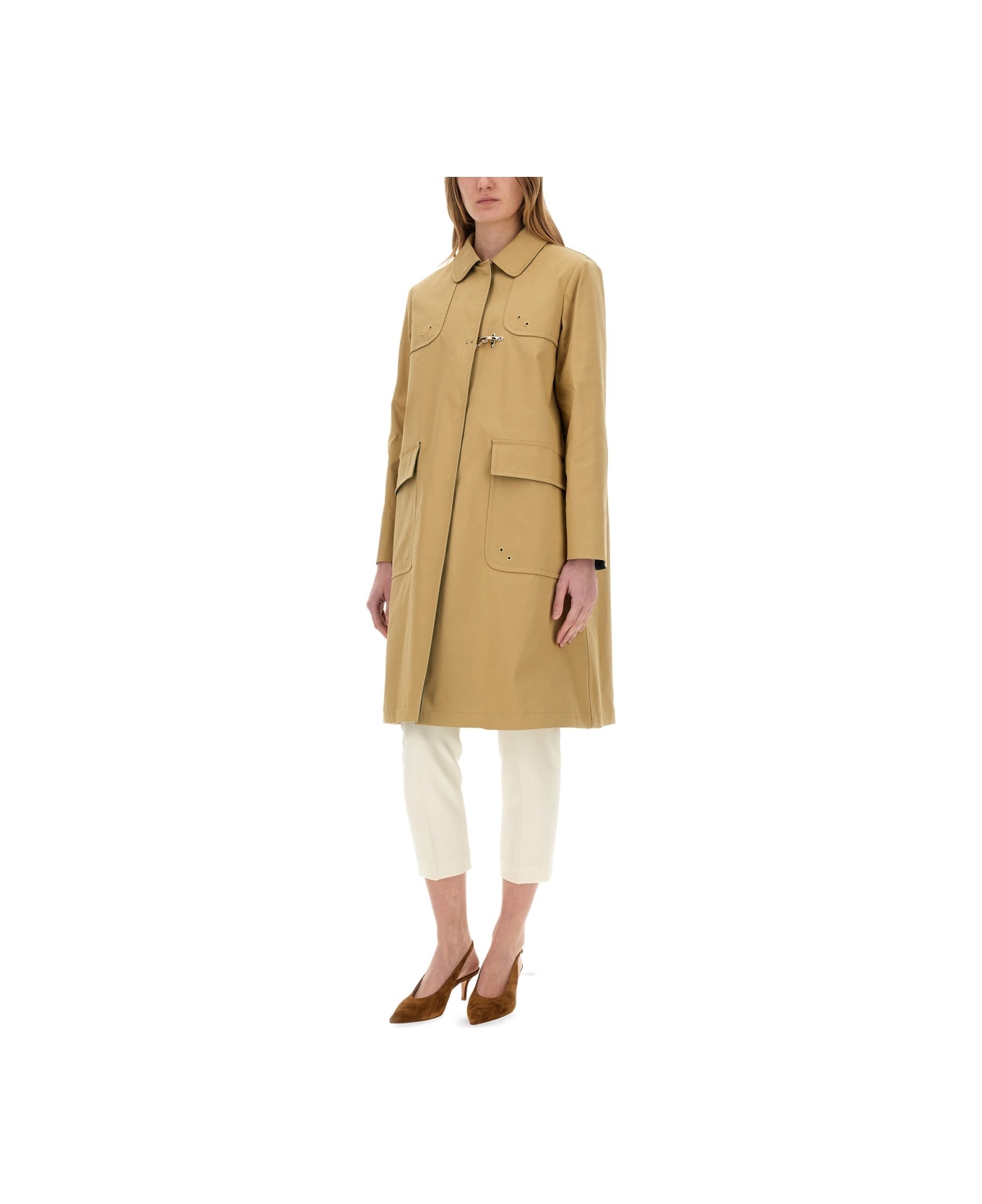 Fay Stretch Gabardine Car Coat - BEIGE