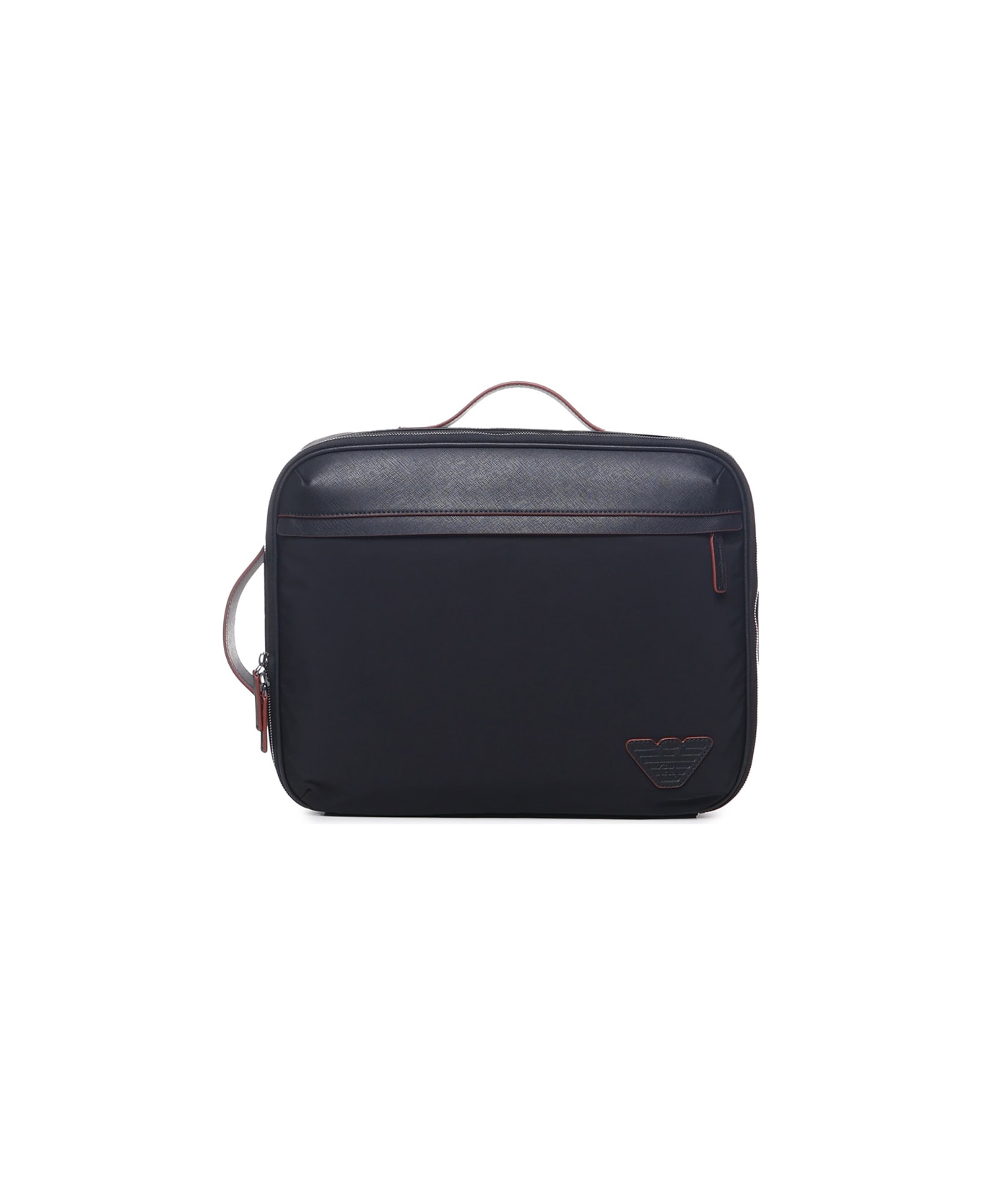 Giorgio Armani Business Bag With Shoulder Straps In Regenerated Saffiano And Recycled Nylon Giorgio Armani