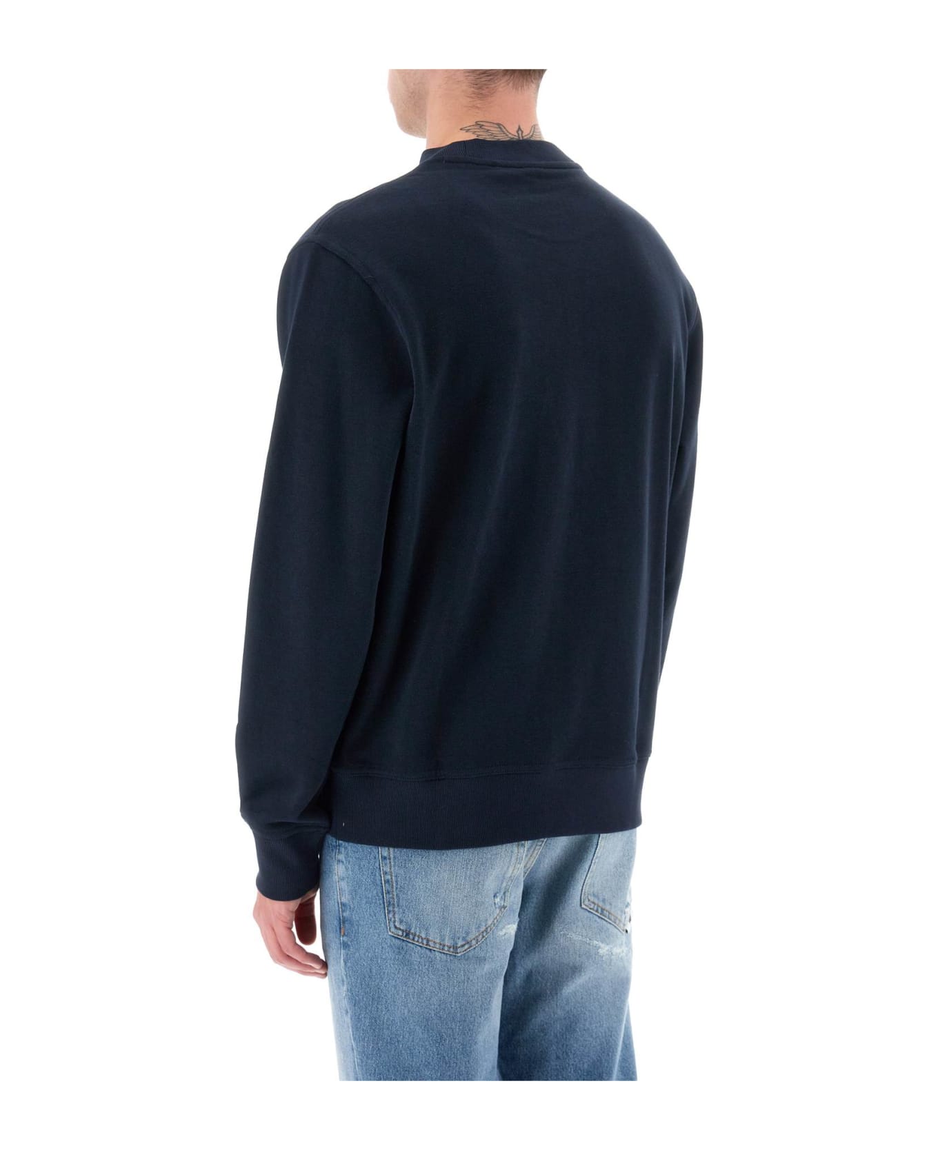 Hugo Boss Crew-neck Sweatshirt With Logo Print - BLUE