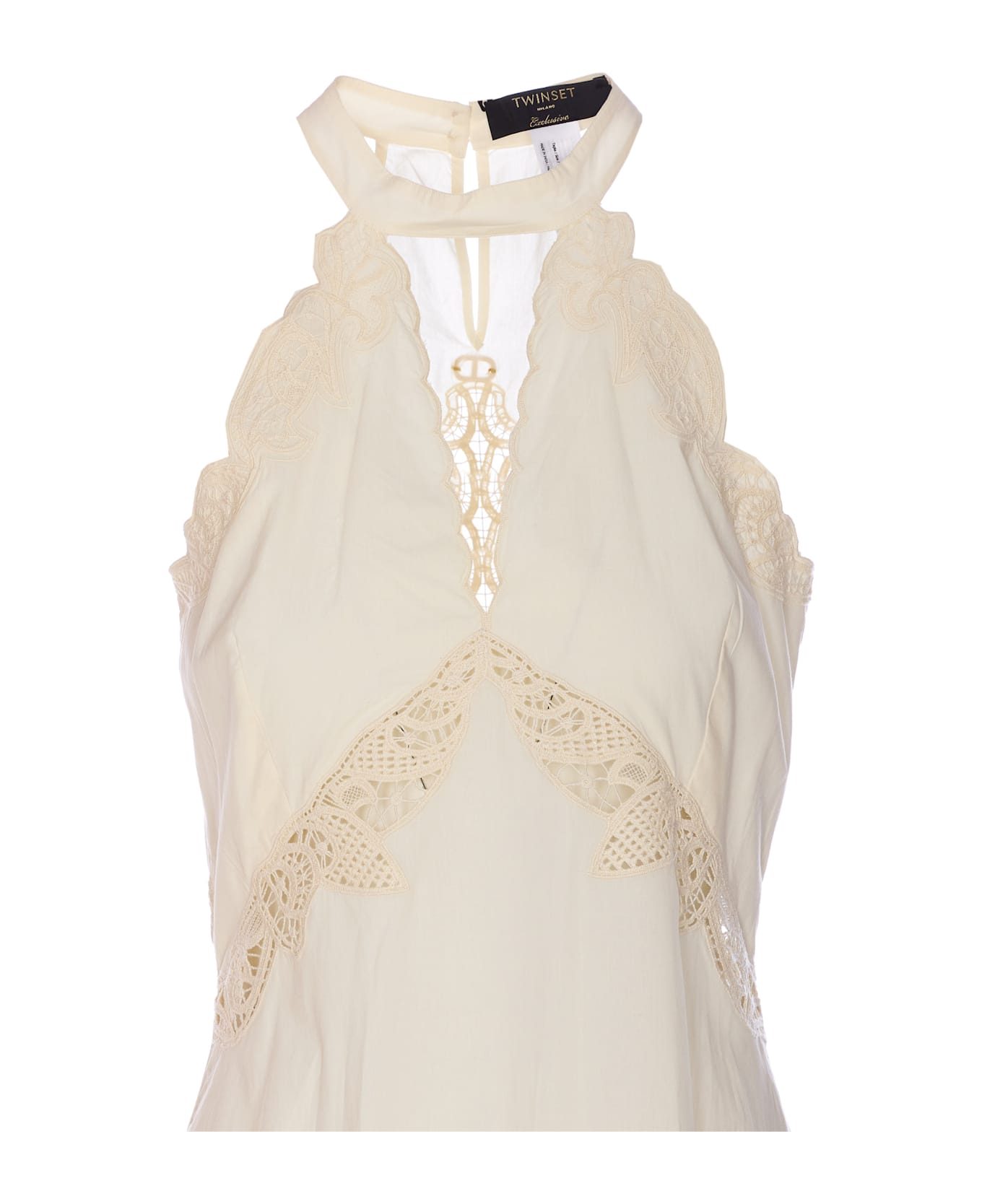 TwinSet Long Dress With Embroidery - Ivory