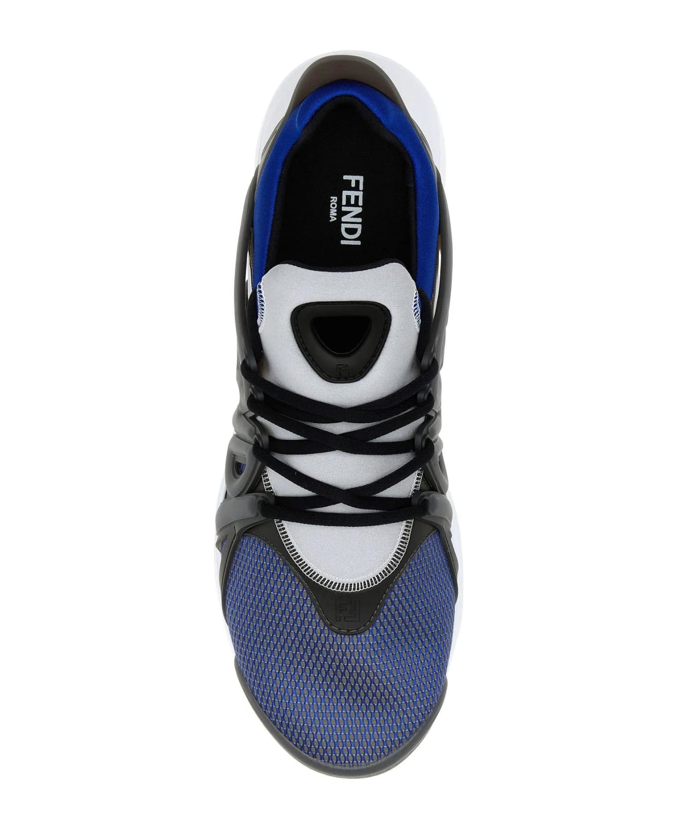 Fendi Multicolor Mesh And Rubber Tag Sneakers - BLACK
