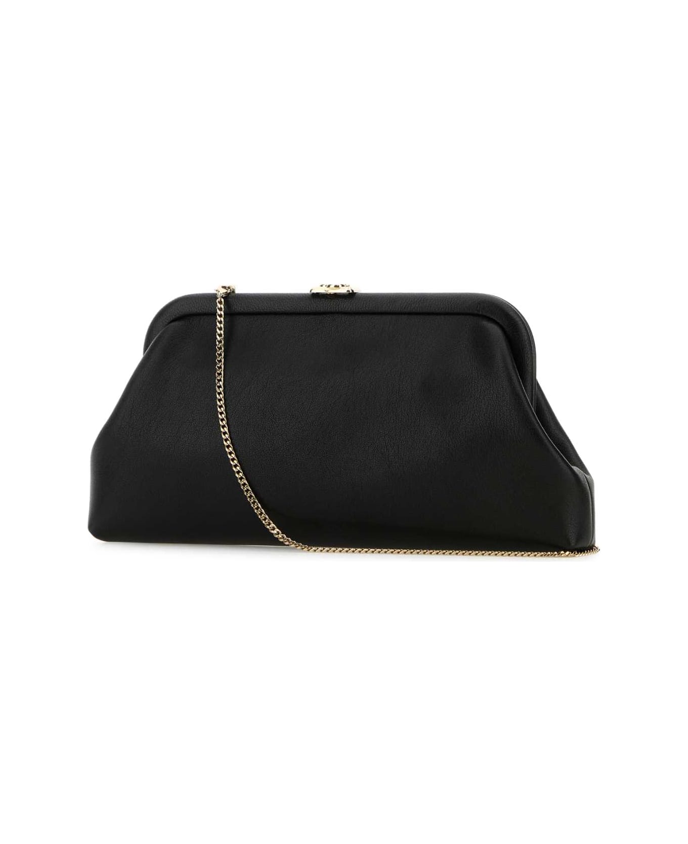 Jimmy Choo Black Leather Skylar Clutch - BLACKLIGHTGOLD