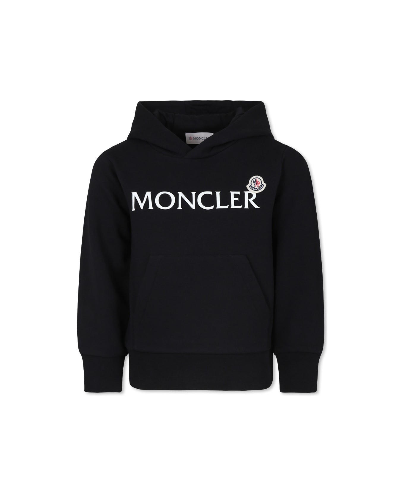 Moncler Black Sweatshirt For Kids With Logo - Black