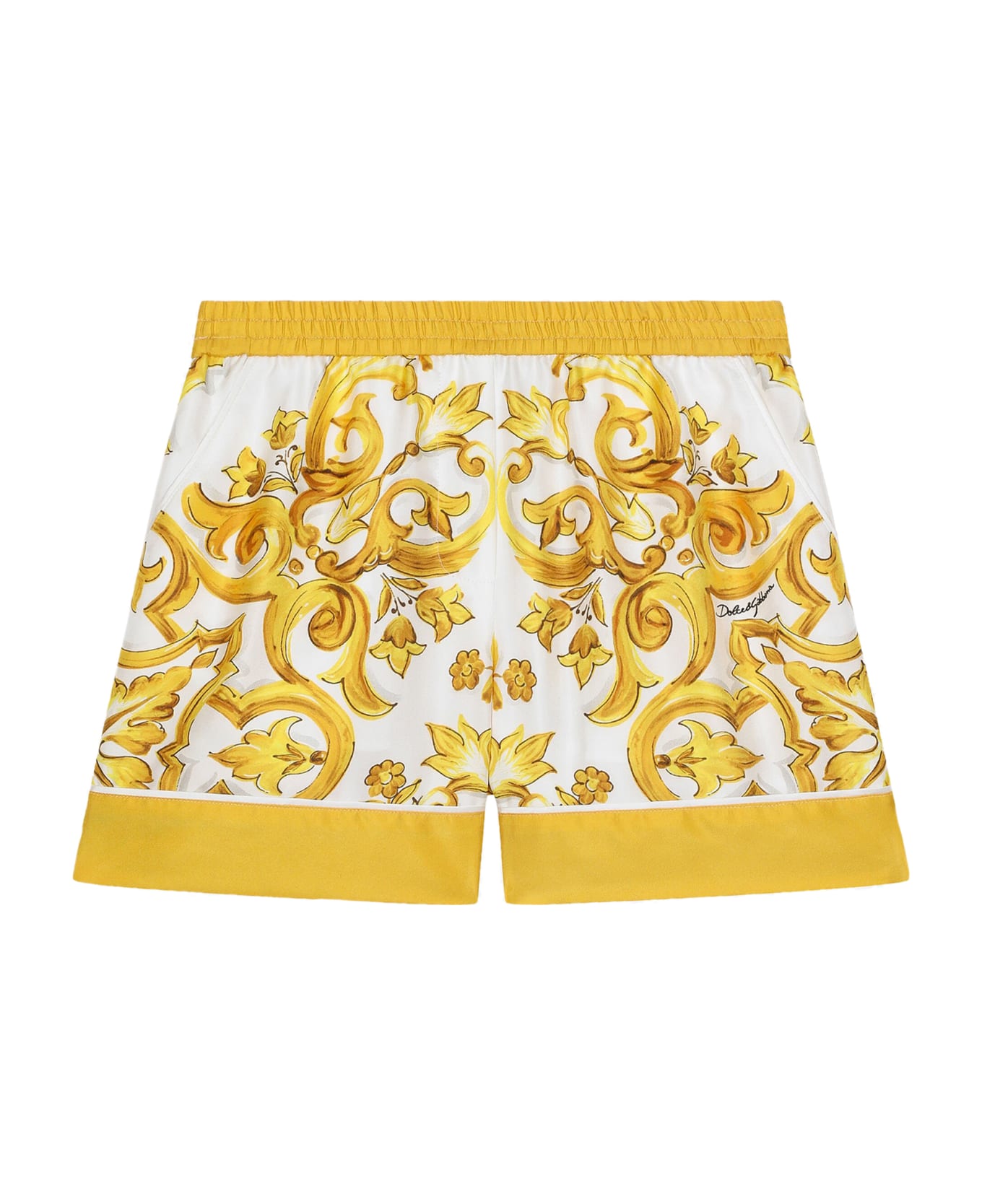 Dolce & Gabbana Twill Shorts With Print - Yellow