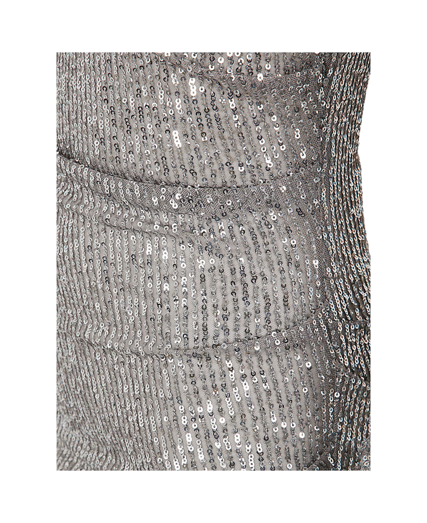Elisabetta Franchi Long Sleeves Dress With Paillettes - Pearl
