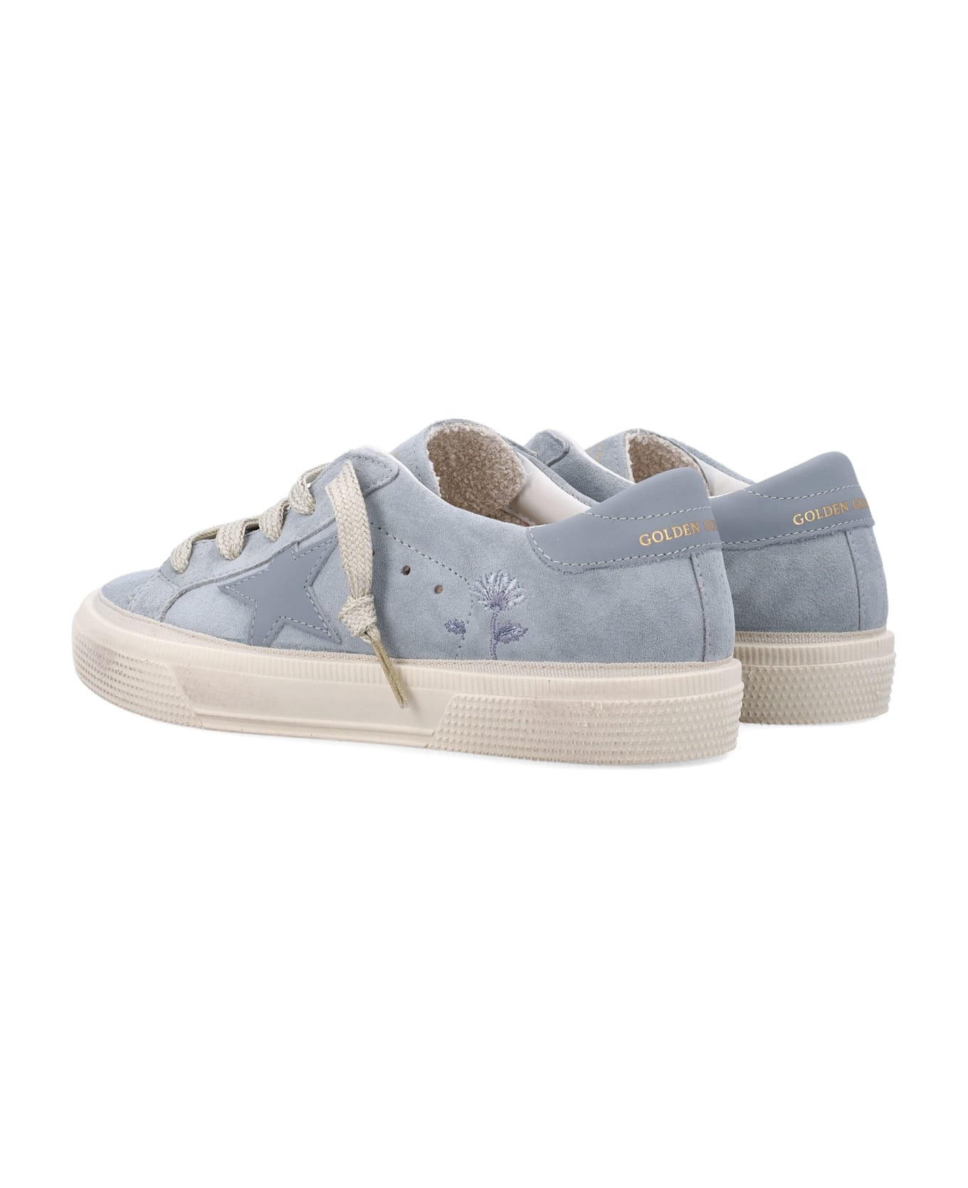 Golden Goose Kids May Suede Sneakers - QUARRY/SILVER BLUE