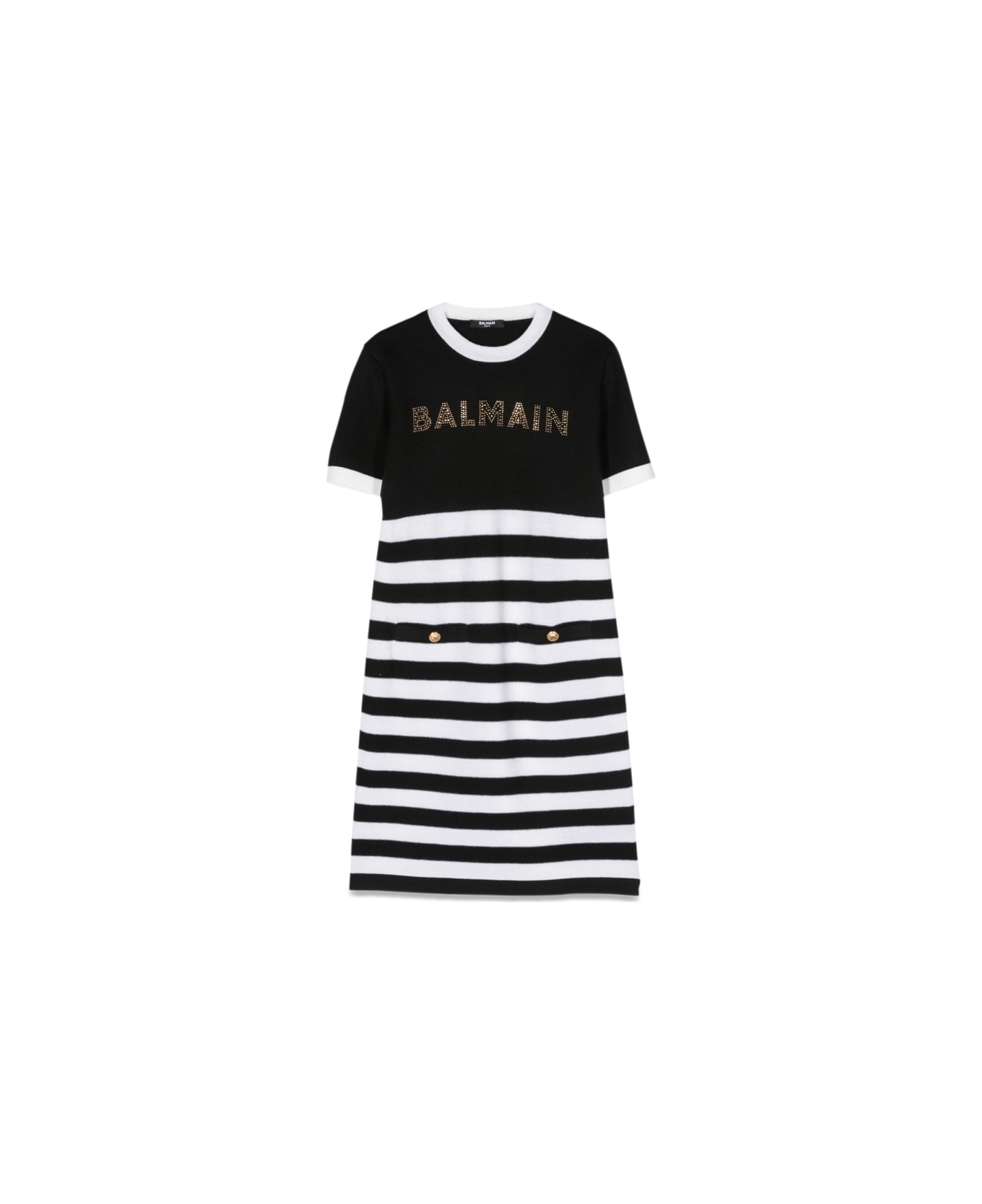 Balmain Logo Knit Dress And Stripes - MULTICOLOUR
