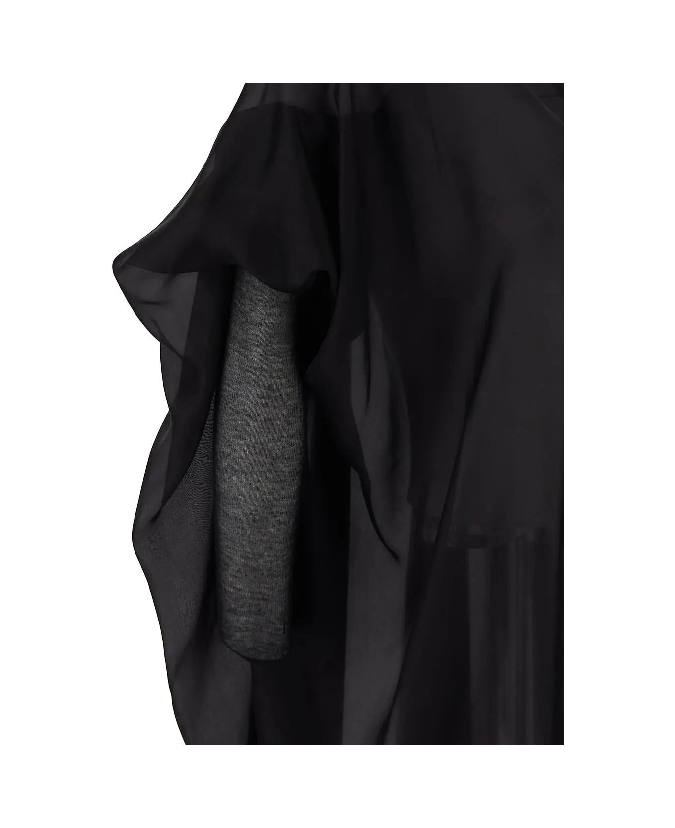 Rick Owens Oversize Semi-sheer Shirt In Silk - Black