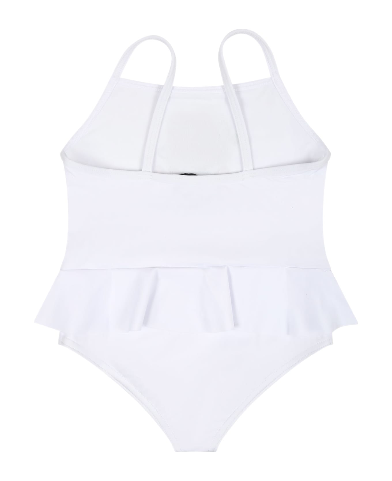 Moschino White Swimsuit For Baby Girl With Teddy Bear And Logo - White