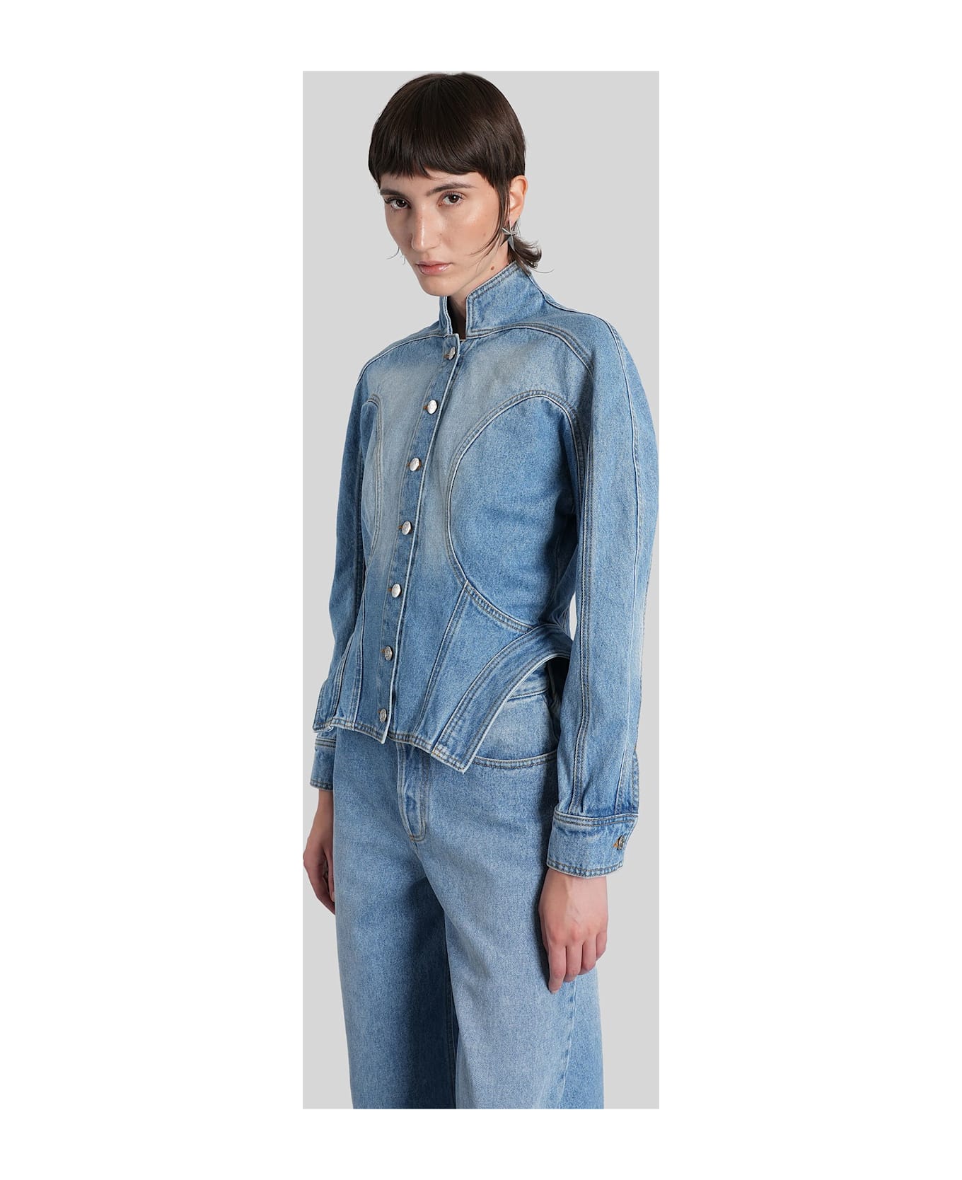 Mugler Denim Jackets In Blue Denim - blue