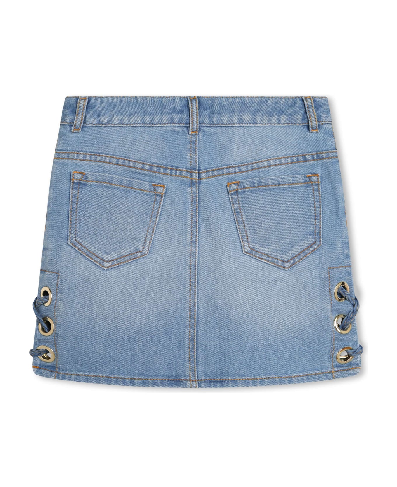 Chloé Denim Skirt With Embroidery - Blue
