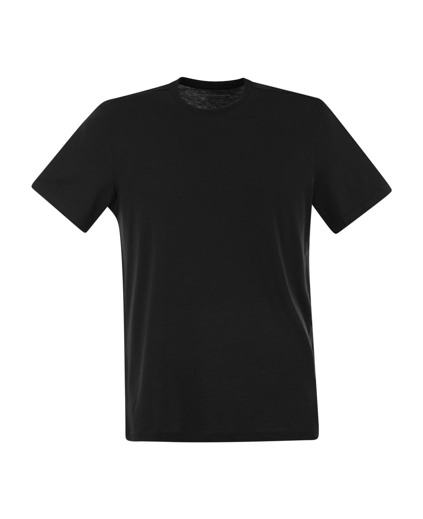 Majestic Filatures Short-sleeved T-shirt In Lyocell And Cotton - Black