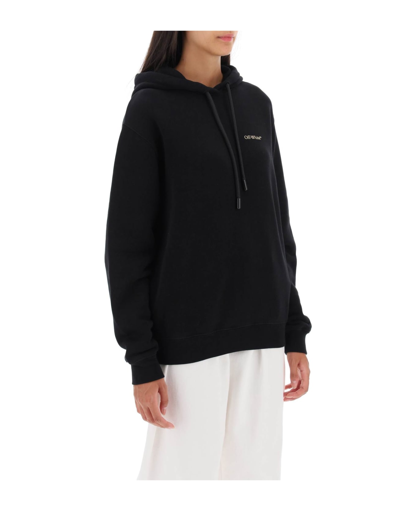 Off-White Hoodie With Back Embroidery - BLACK BEIGE (Black)