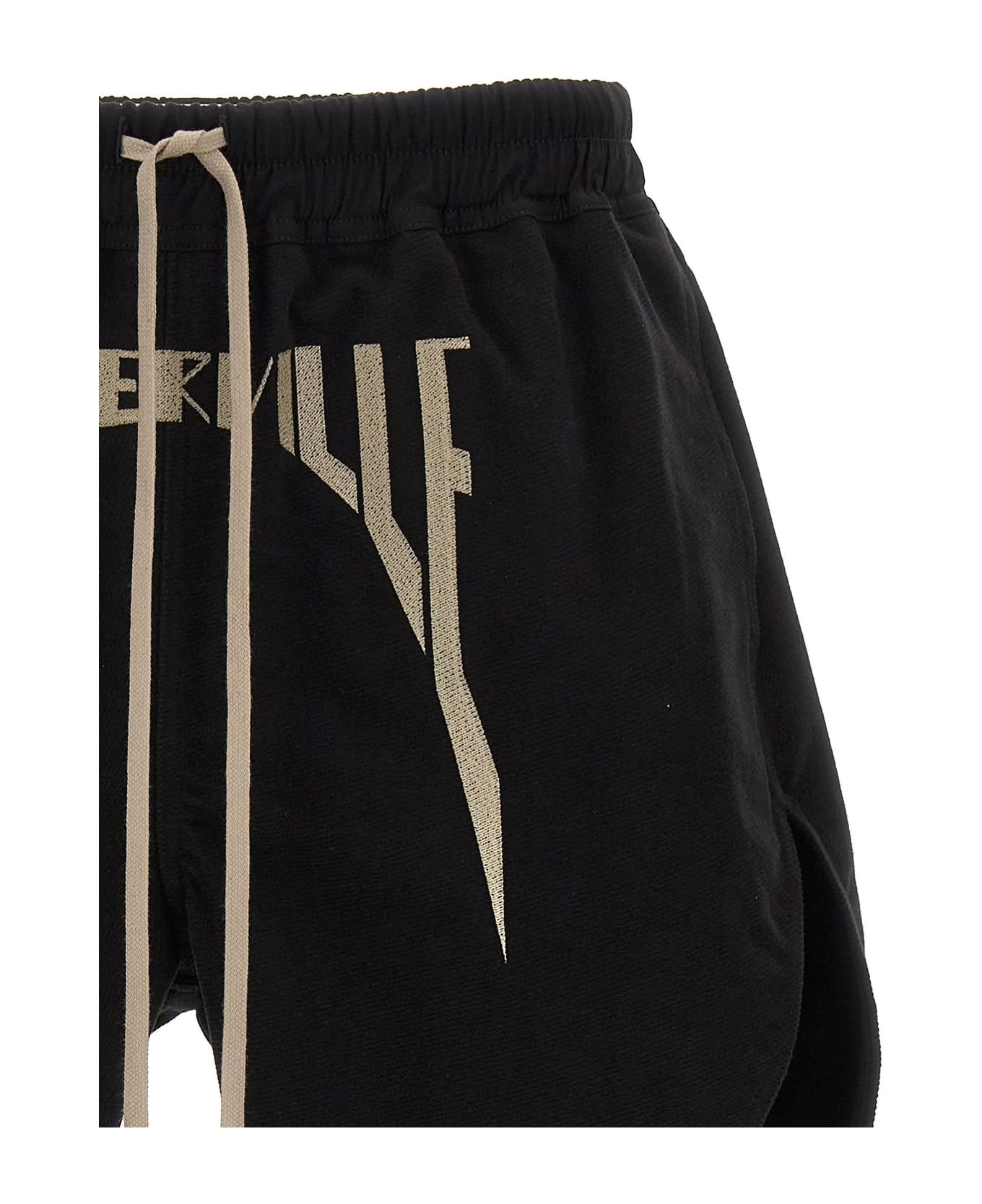 Rick Owens Frayed Hem Drawstring Shorts - Black