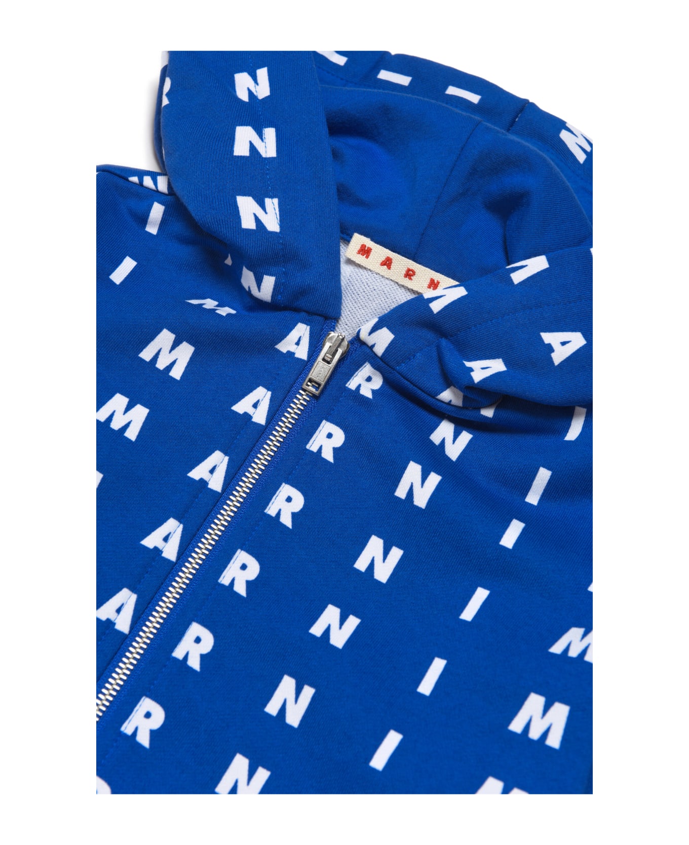 Marni Ms44u Sweat-shirt Marni Blue Cotton Hooded marni black leather jacket And Small Allover Logo - marni distressed knitted vest item