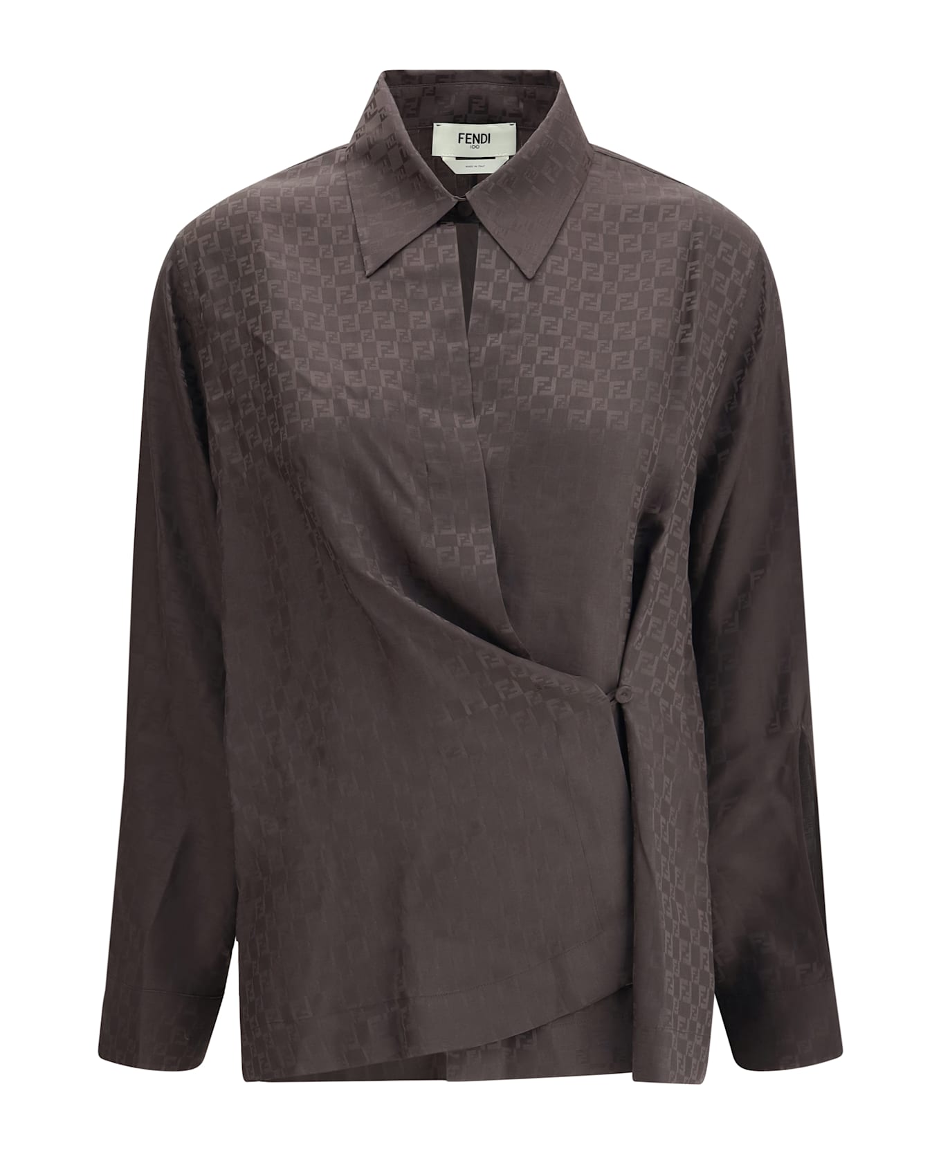 Fendi Silk Jacquard Shirt - Marrone scuro